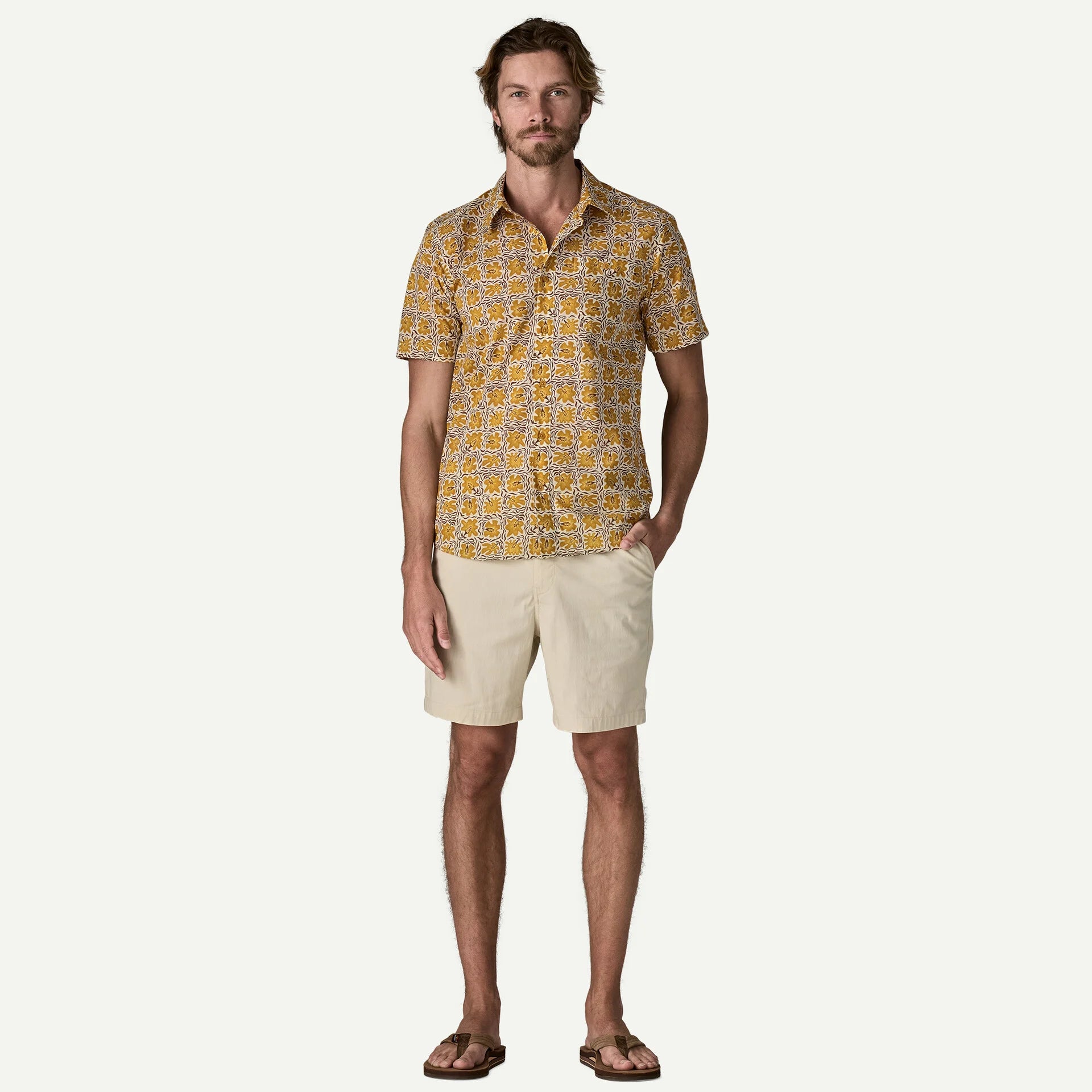 Patagonia miesten kauluspaita Go To Shirt, keltainen kuosi