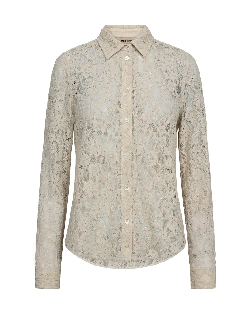 MMKETHER LACE SEQUIN SHIRT LUONNONVALKOINEN