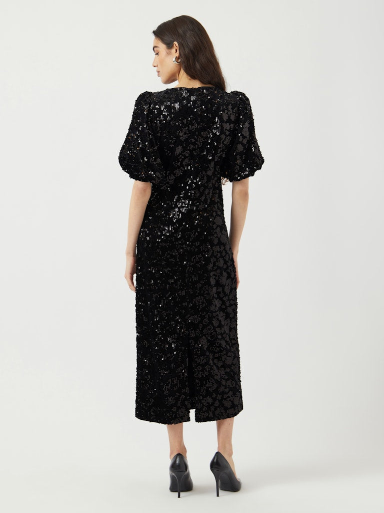 YASSOFIE 2/4 SEQUIN MIDI DRESS Black