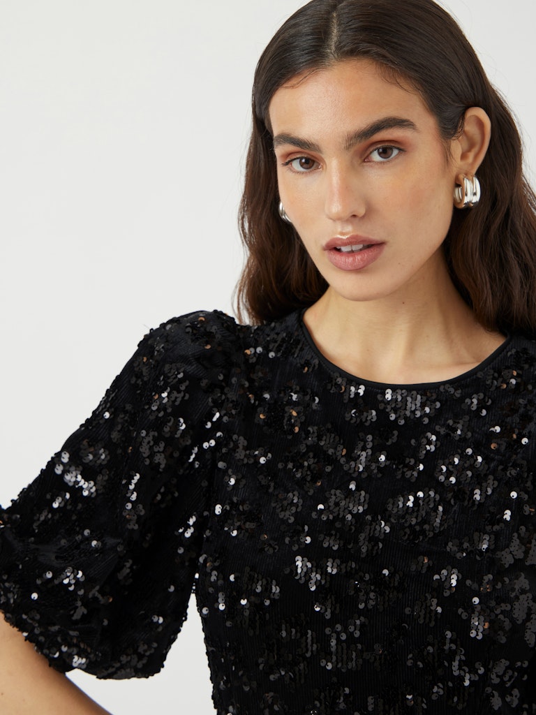 YASSOFIE 2/4 SEQUIN MIDI DRESS Black