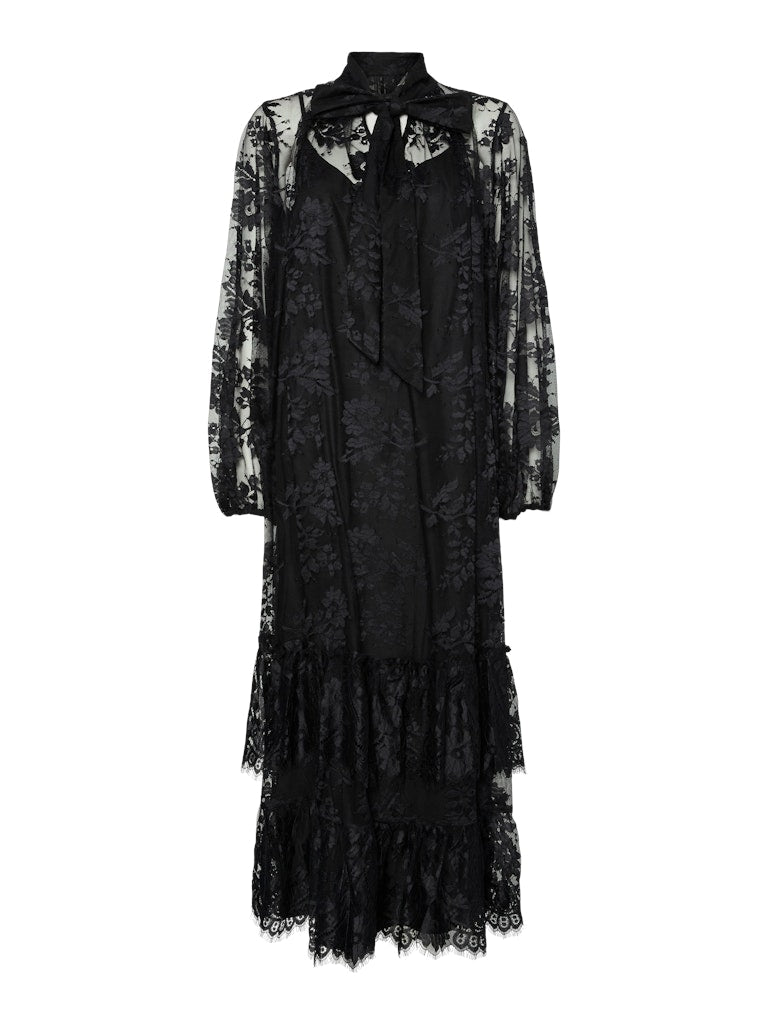 YASLACILLA LS LACE LONG DRESS Black