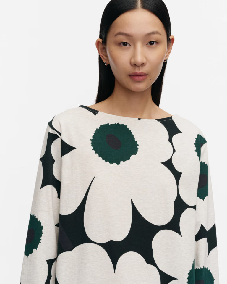 Marimekko naisten pitkähihainen paita Huljua Unikko Trikoopaita, Kuosi vihreä