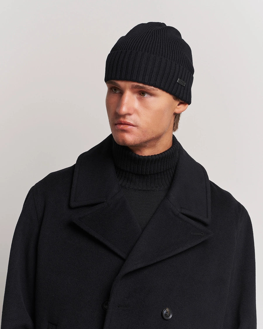 Hugo Boss pipo, FATI-L MERINO BEANIE  MUSTA