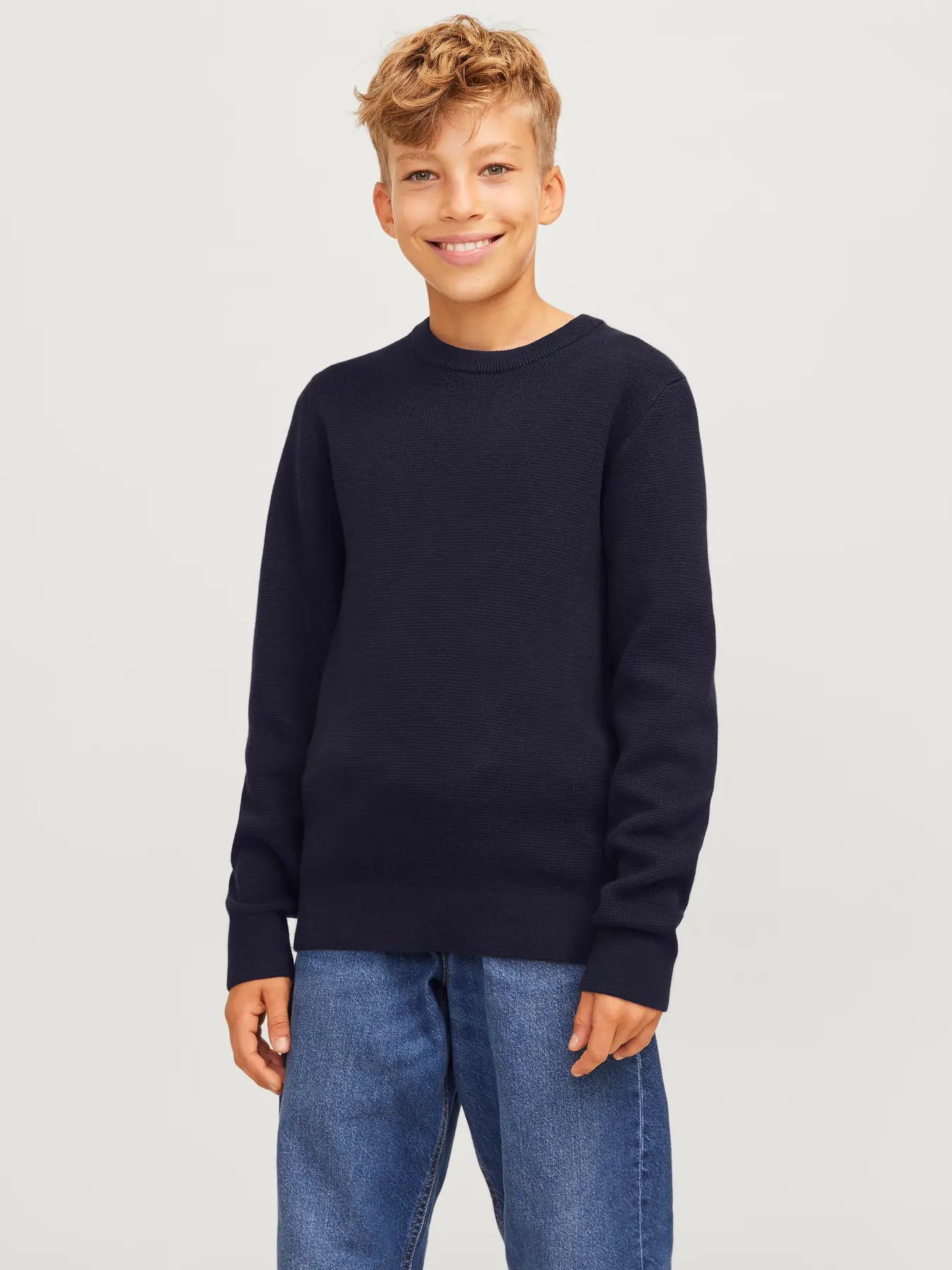 Jack and Jones Junior lasten neulepusero Blamilano Stitch Knit, tummansininen