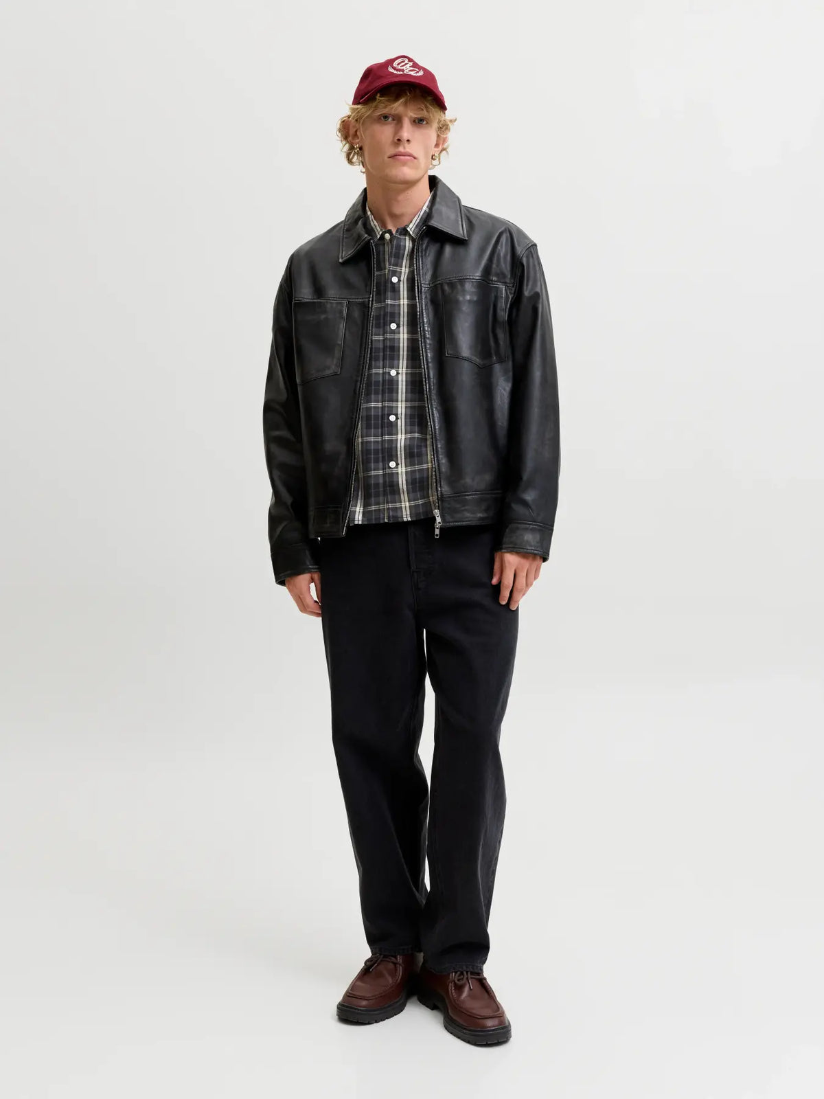 Jack & Jones miesten kauluspaita Joraustin Clean Check Shirt, musta