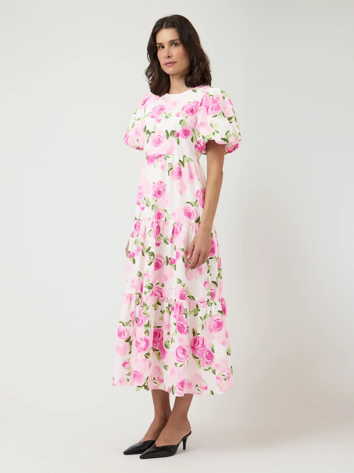 Y.A.S mekko YASColea SS Ankle Dress, Star White Pink Emula