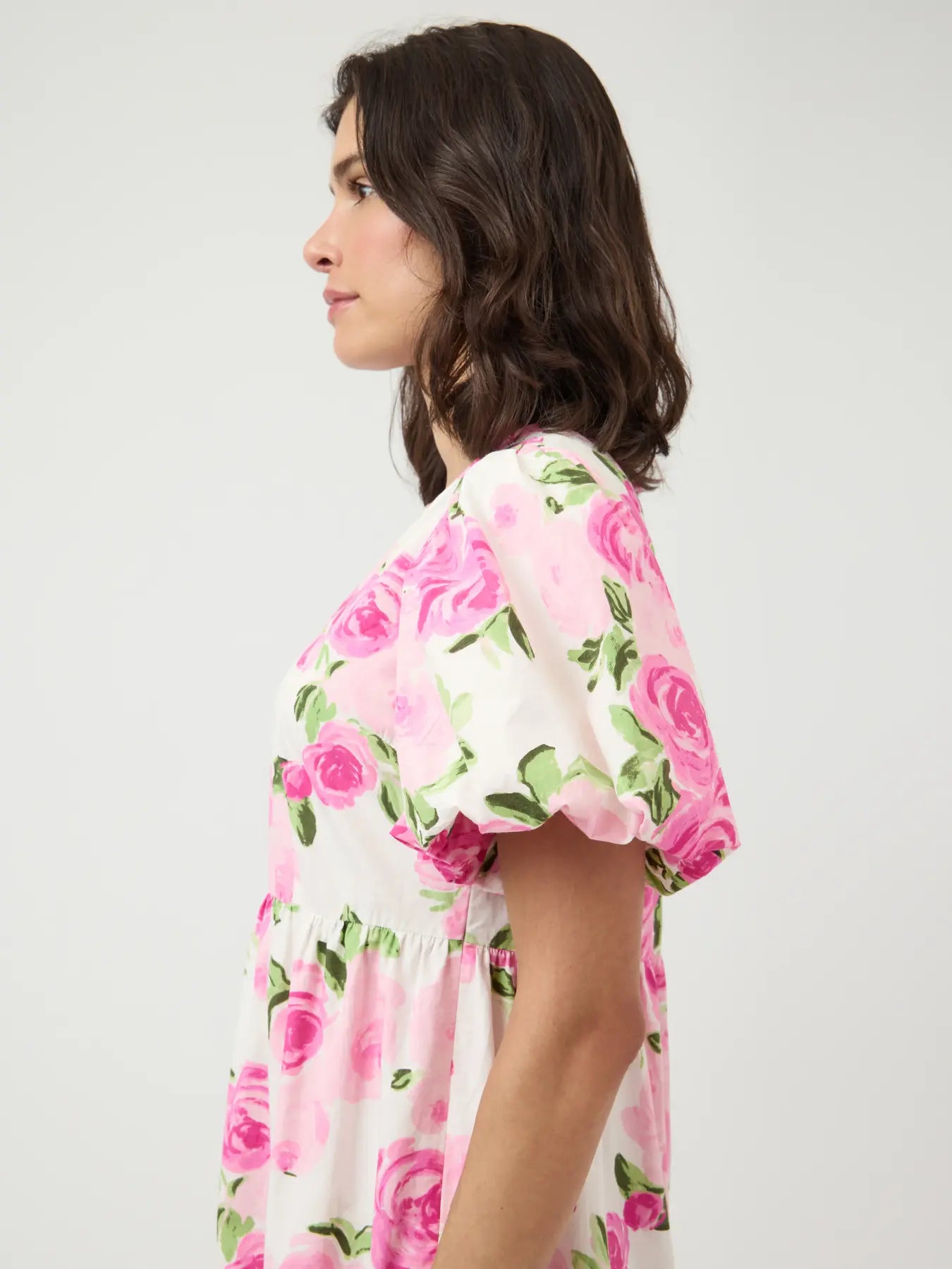 Y.A.S mekko YASColea SS Ankle Dress, Star White Pink Emula