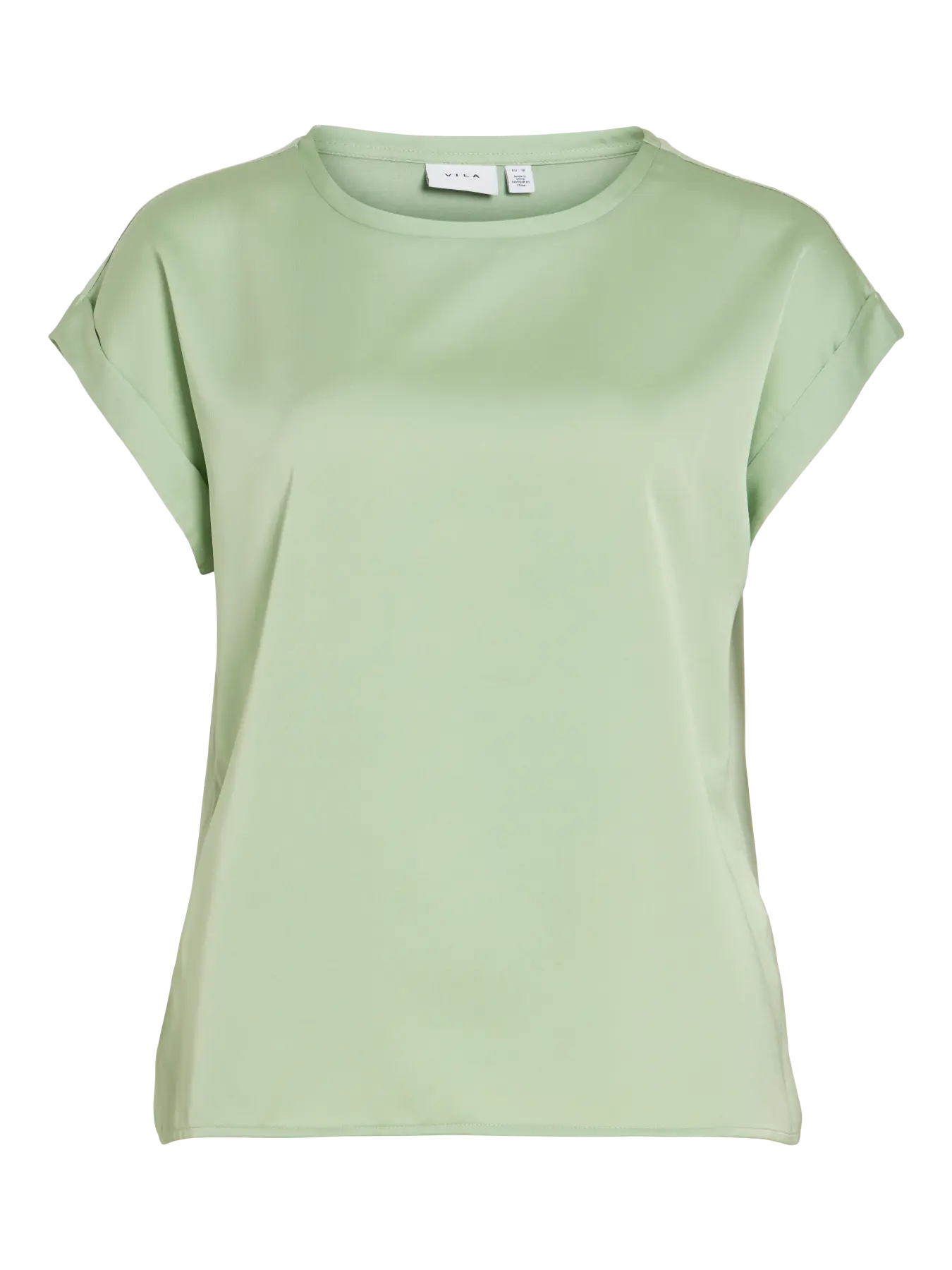Vila naisten paita Viellette S/S Satin Top, Smoke Green
