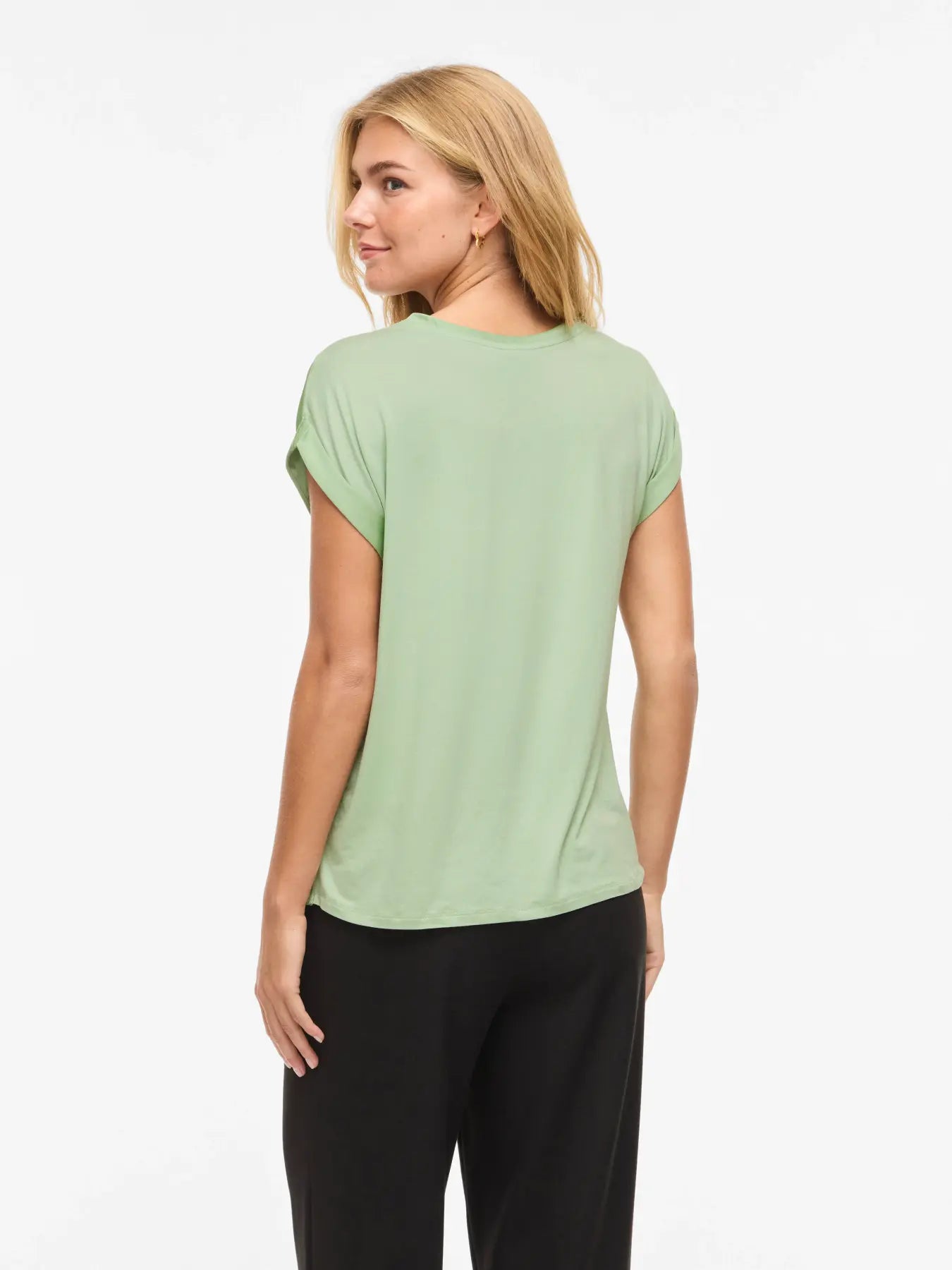 Vila naisten paita Viellette S/S Satin Top, Smoke Green