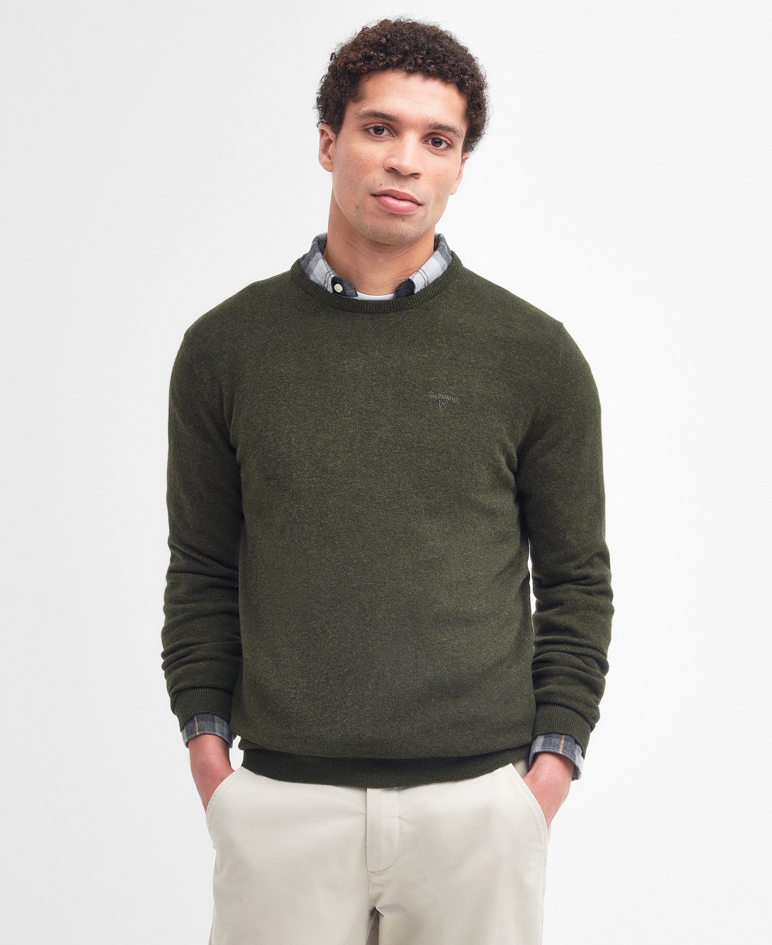 Barbour Essential Lambwool Crew KHAKI