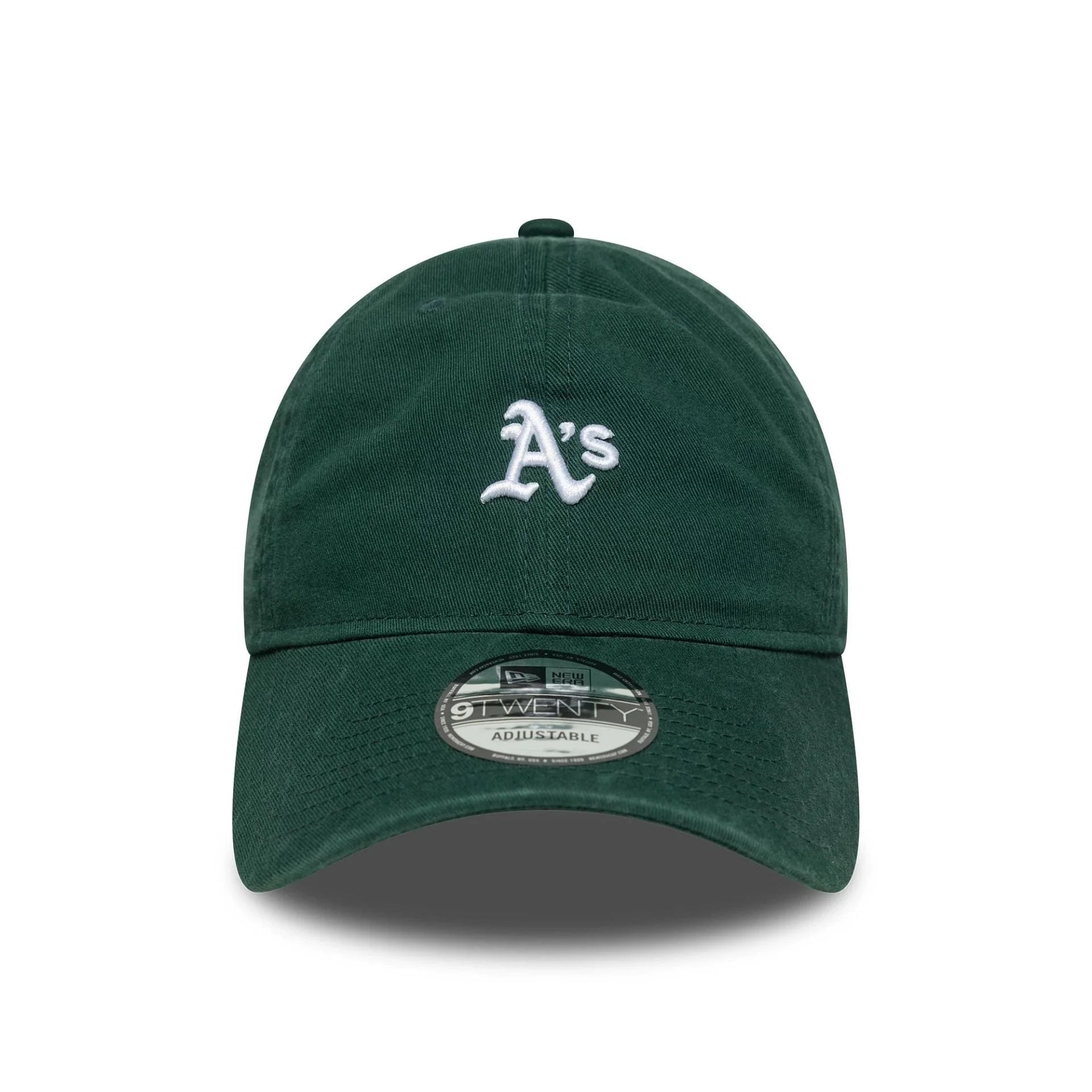 New Era unisex lippis MINI WASHED 9TWENTY® OAKLAND ATHLETICS, tummanvihreä