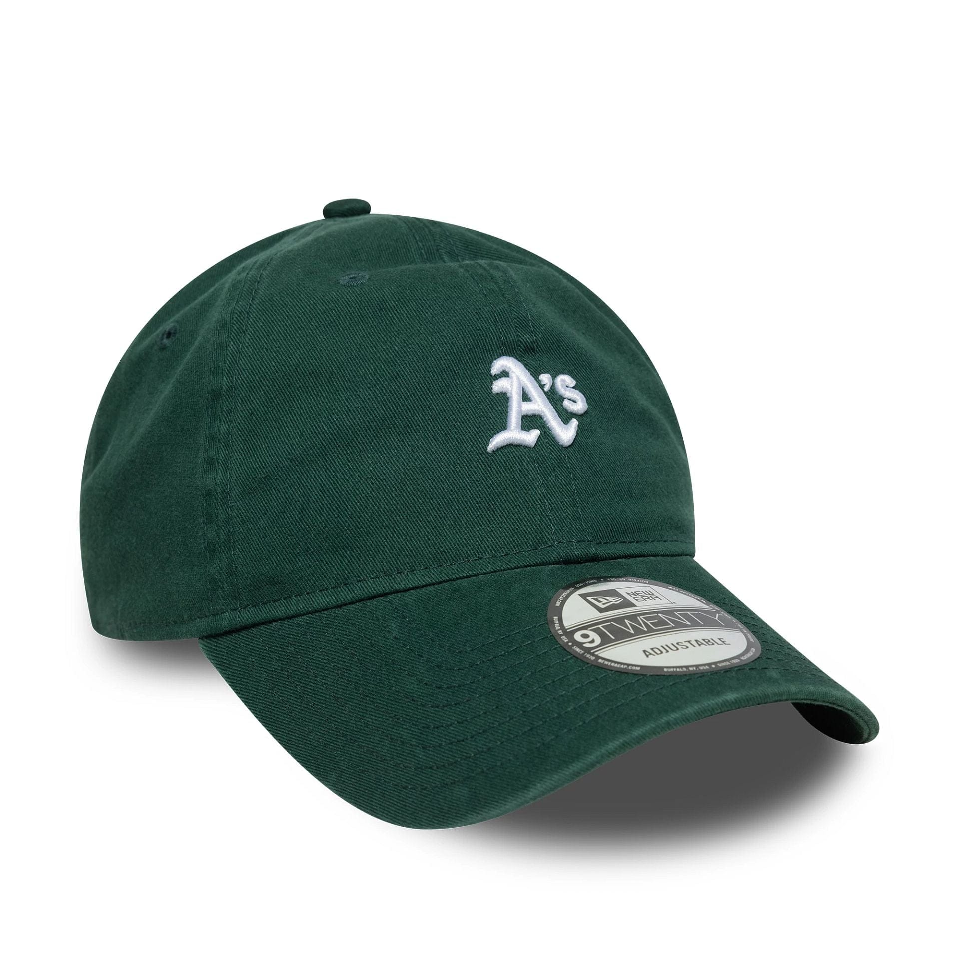 New Era unisex lippis MINI WASHED 9TWENTY® OAKLAND ATHLETICS, tummanvihreä