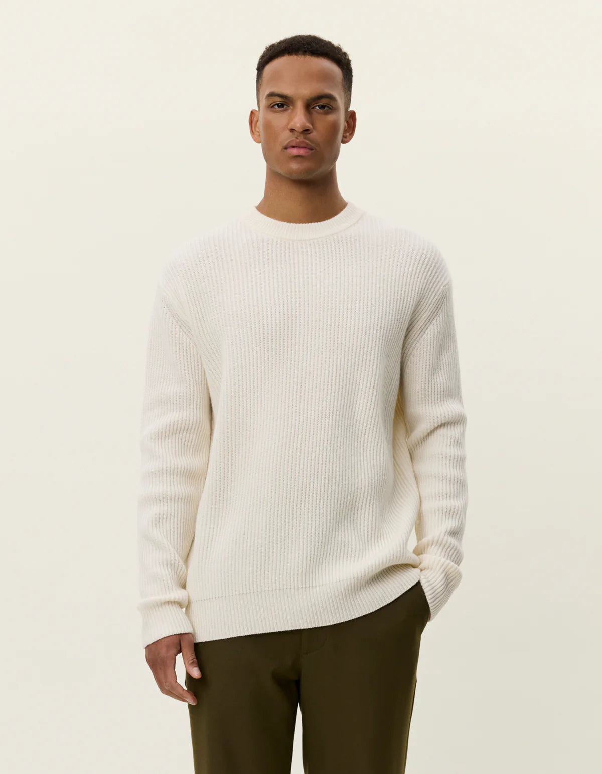 Eddie Wool Rib Crewneck Knit VALKOINEN