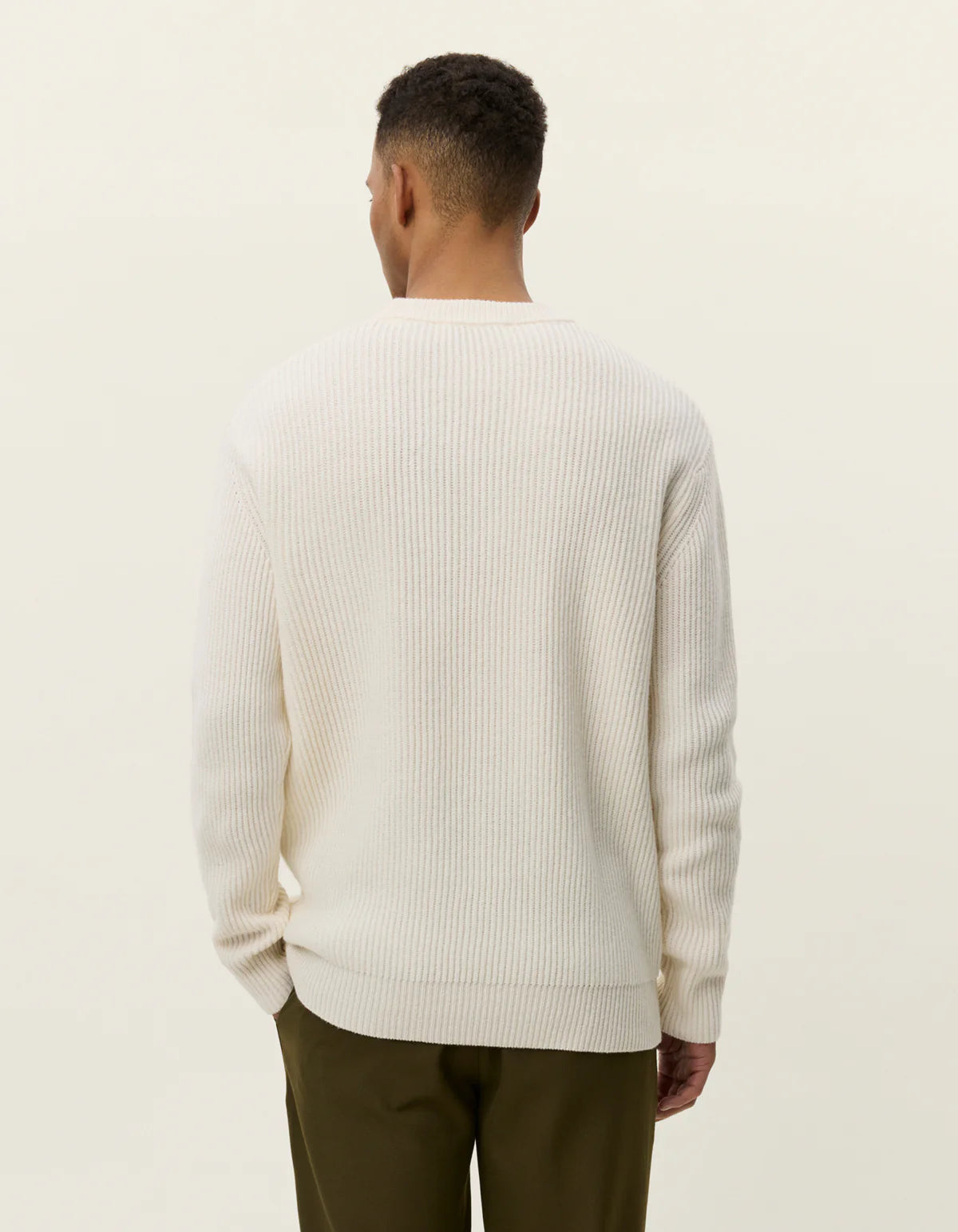 Eddie Wool Rib Crewneck Knit VALKOINEN