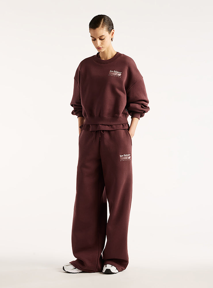 New Balance naisten collegepaita Trackside Fleece Crew, viininpunainen
