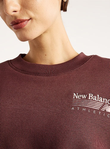 New Balance naisten collegepaita Trackside Fleece Crew, viininpunainen