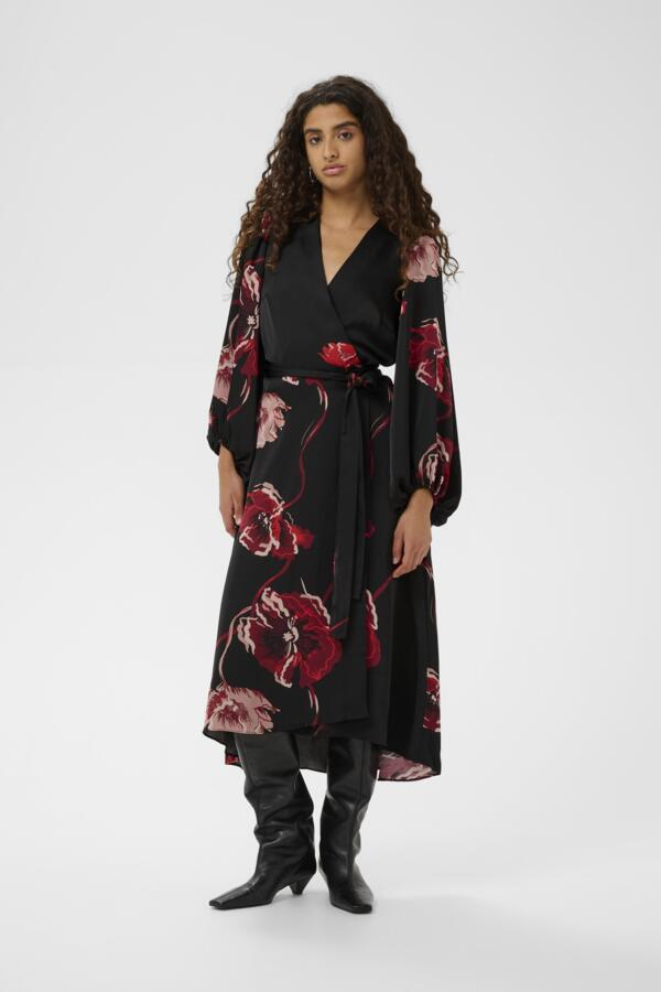Inwear Dawn Basira Wrap Dress, Black Poppy Rose