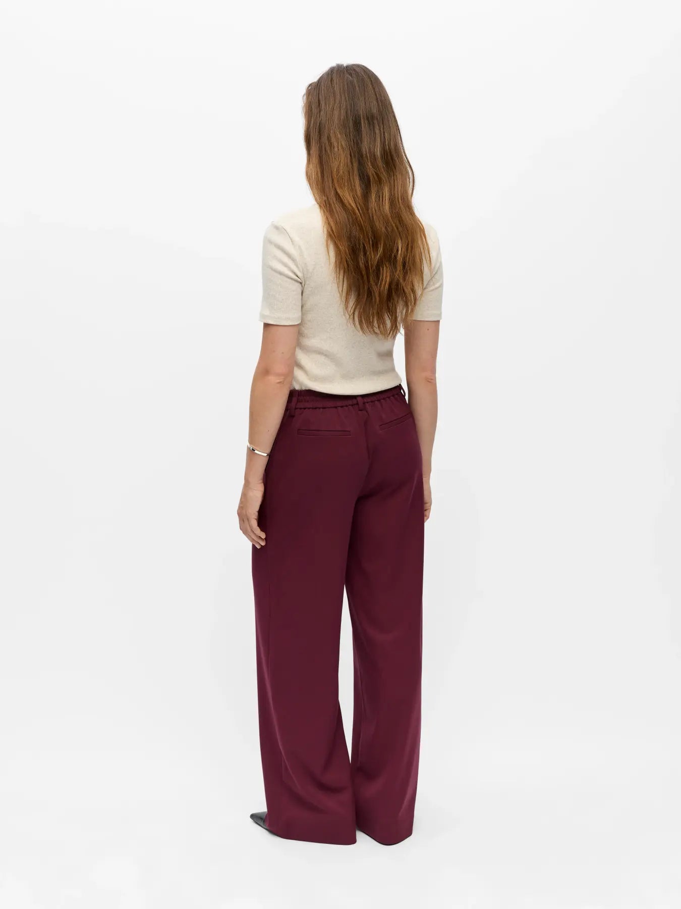 Object naisten housut Objlisa Wide Pant, Windsor Wine