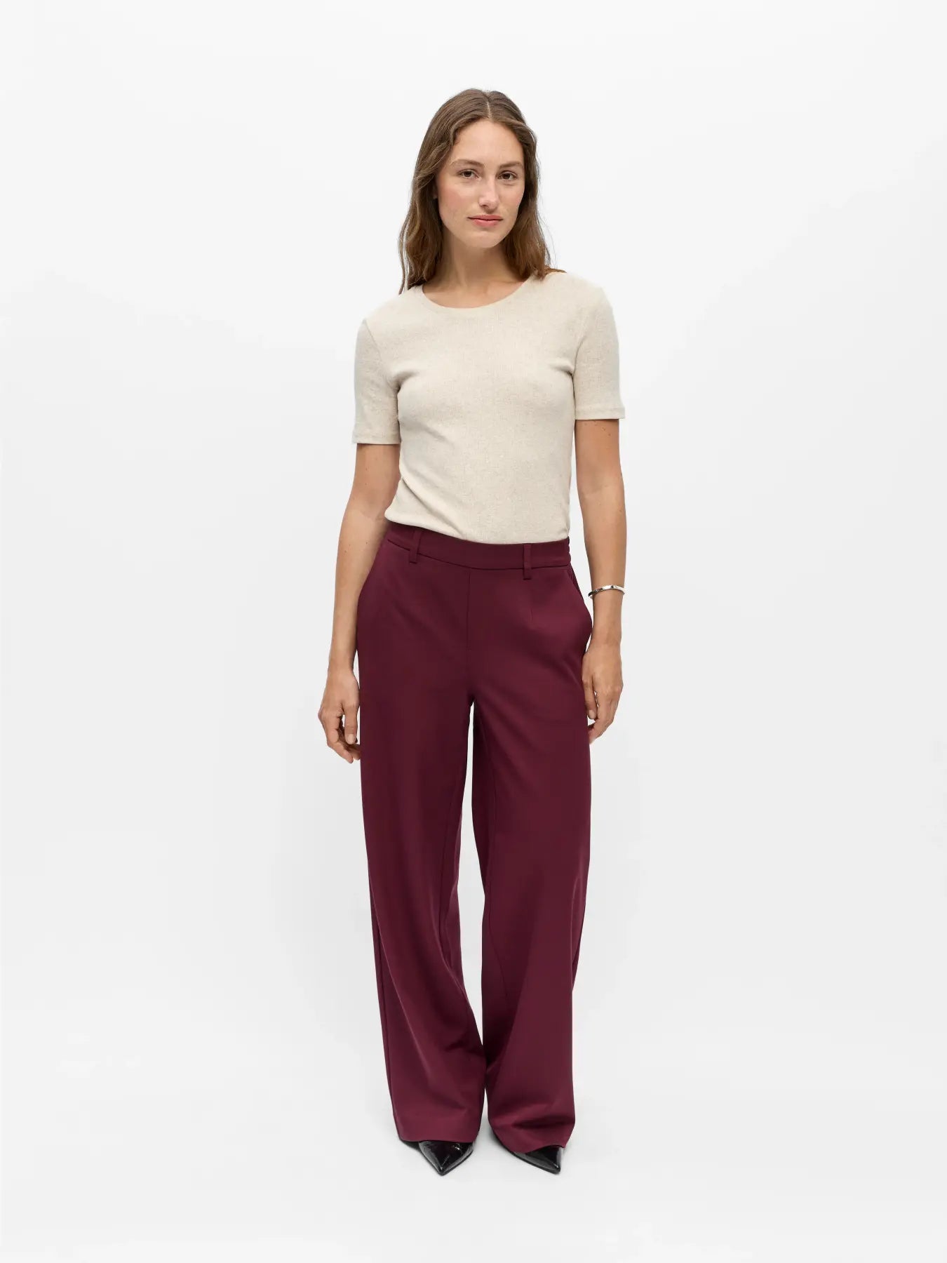 Object naisten housut Objlisa Wide Pant, Windsor Wine