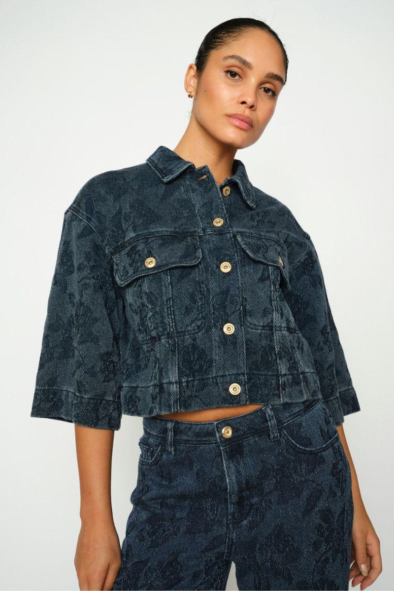 Mos Mosh naisten farkkutakki MMenn Floret Jacket, sininen indigo