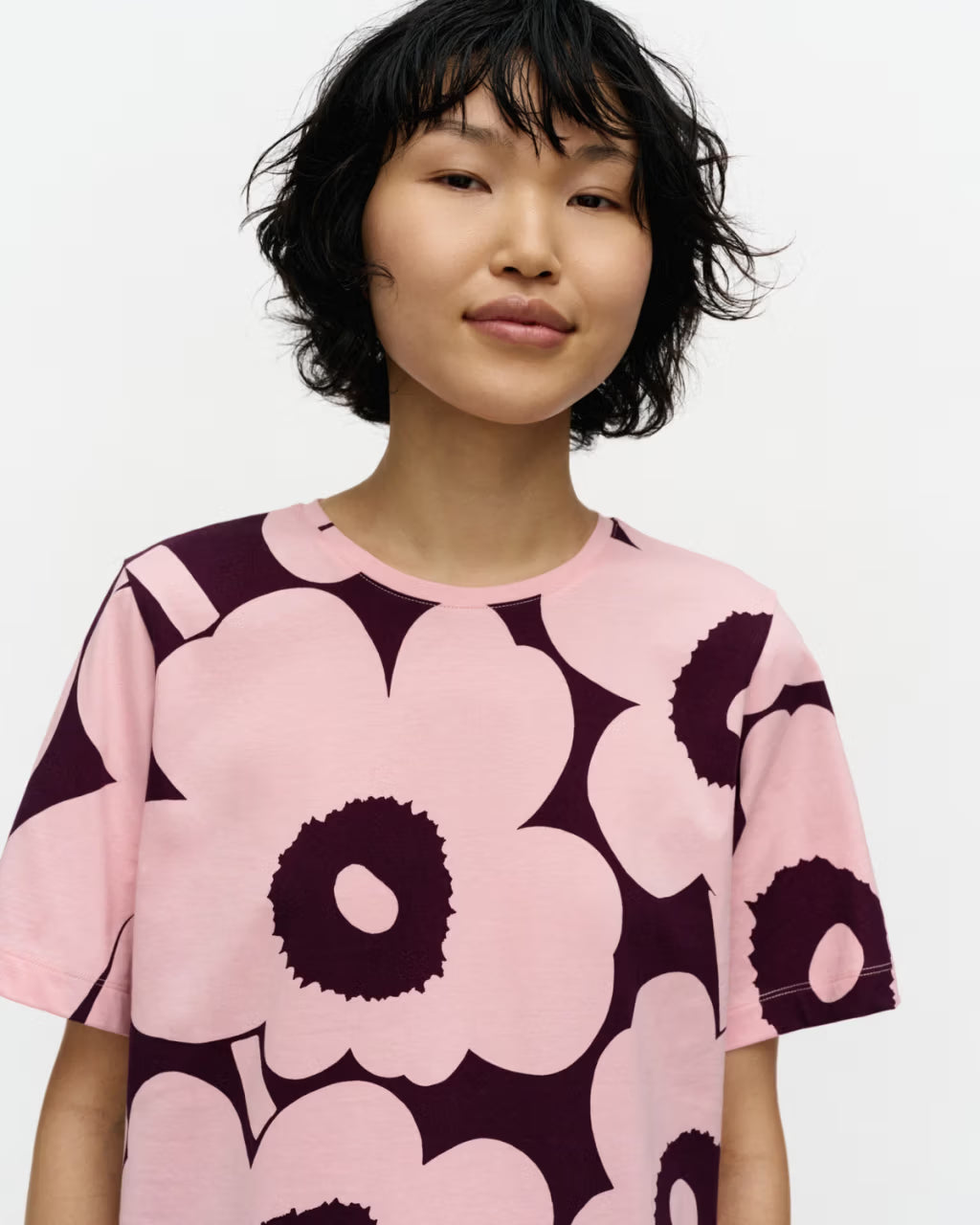 Marimekko naisten t-paita Tunnit Unikko, vaaleanpunainen kuosi