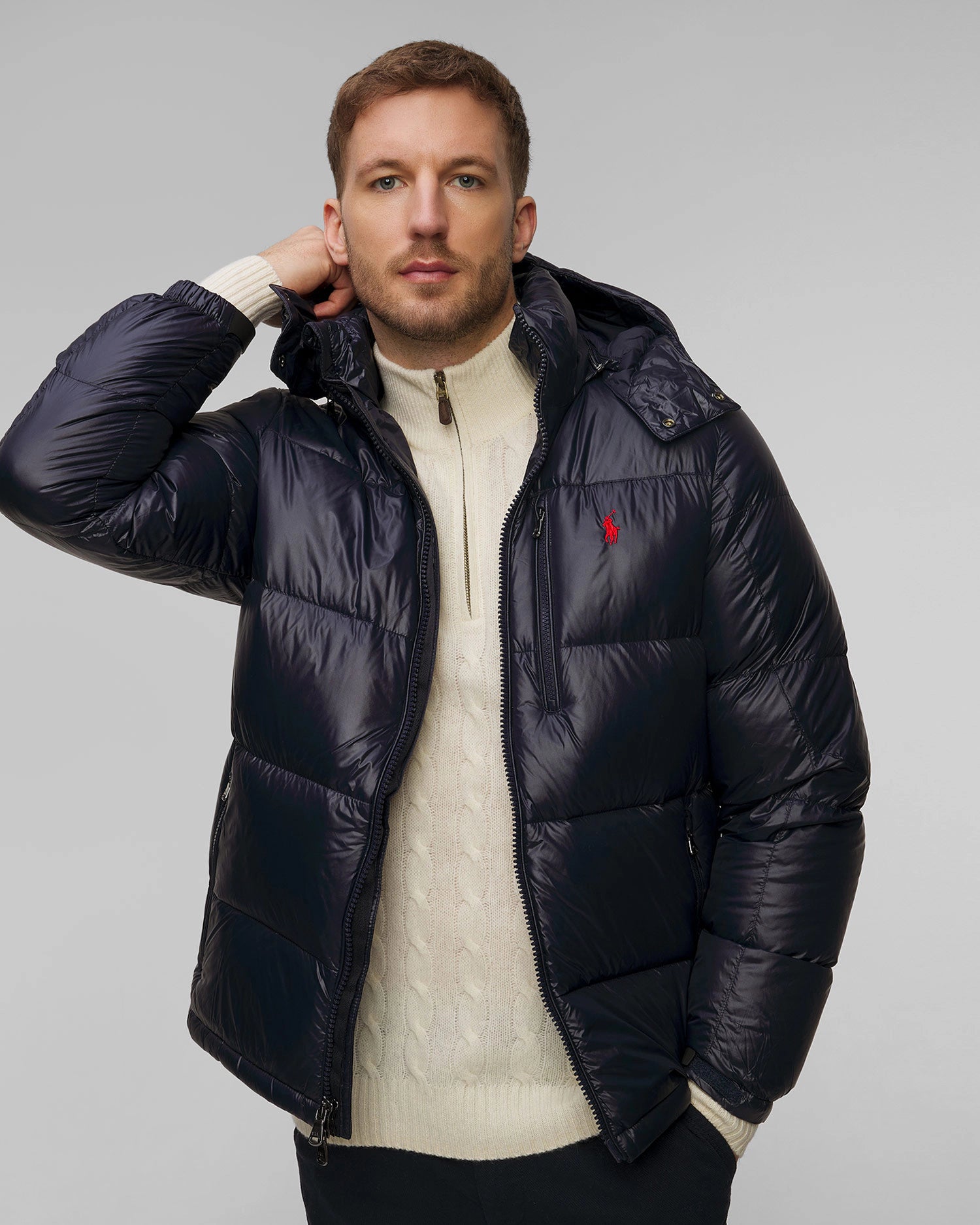 Polo Ralph Lauren Miesten Untuvatakki The Gorham Glossed Down Jacket, tummansininen
