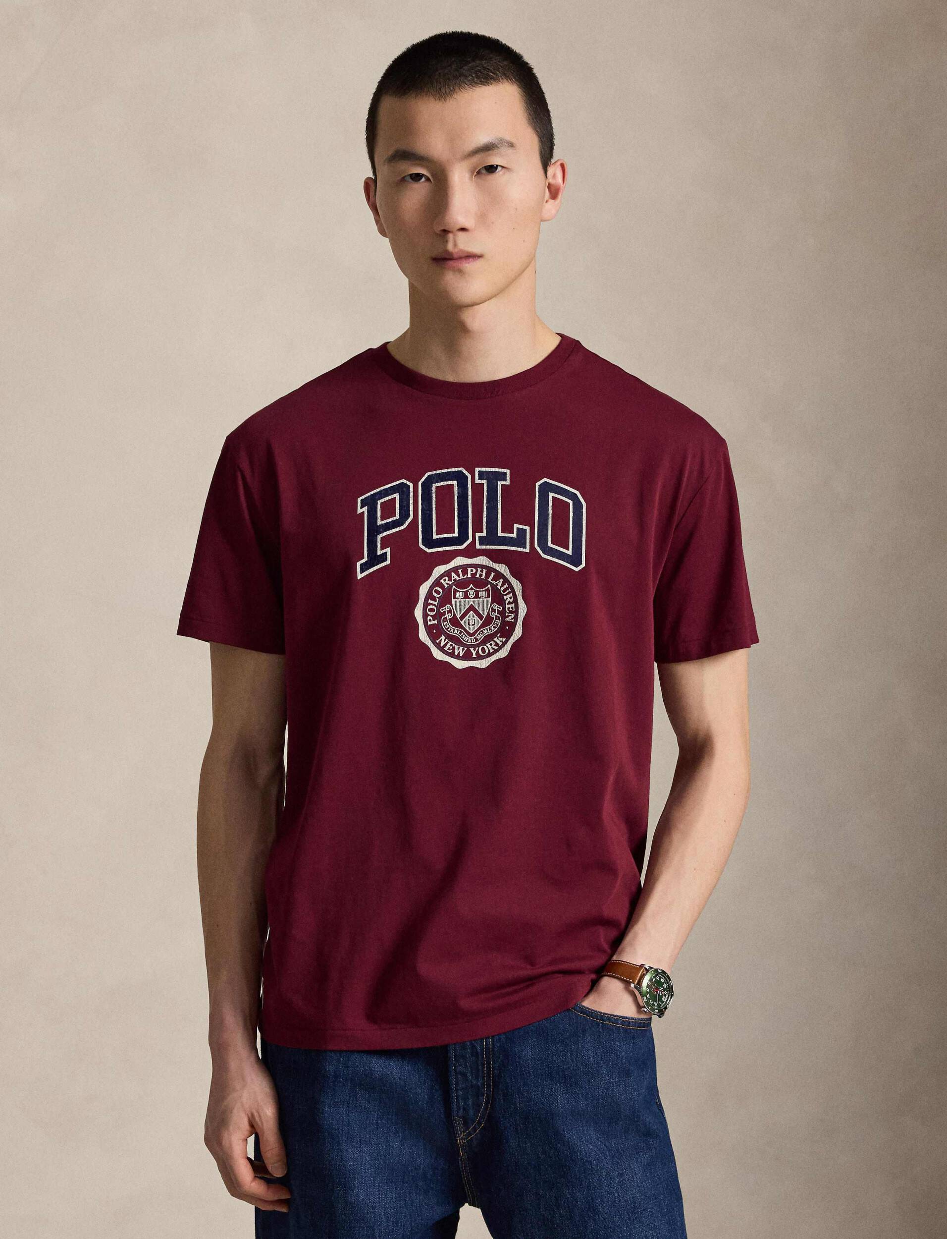 Polo Ralph Lauren miesten T-paita Classic Fit Logo Jersey T-Shirt, viininpunainen