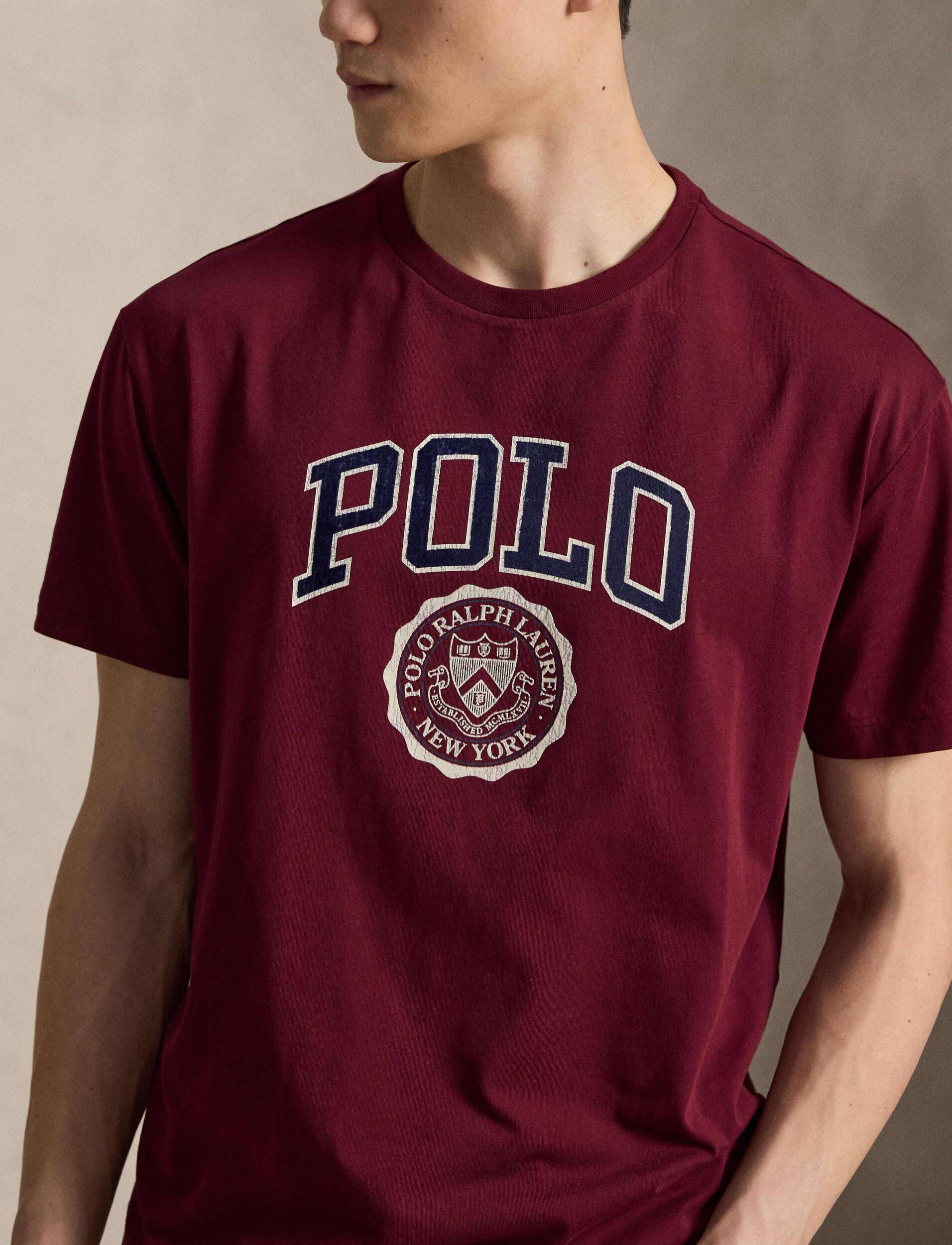 Polo Ralph Lauren miesten T-paita Classic Fit Logo Jersey T-Shirt, viininpunainen