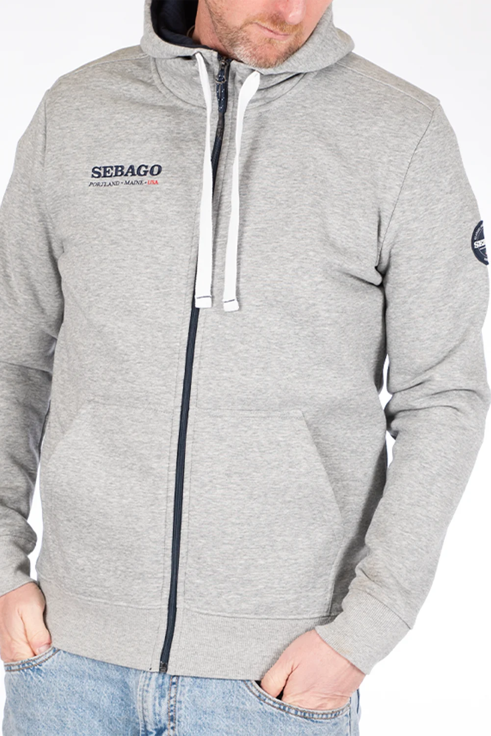 Sebago miesten huppari K Authentic Logo Zip Hood, vaaleanharmaa melee