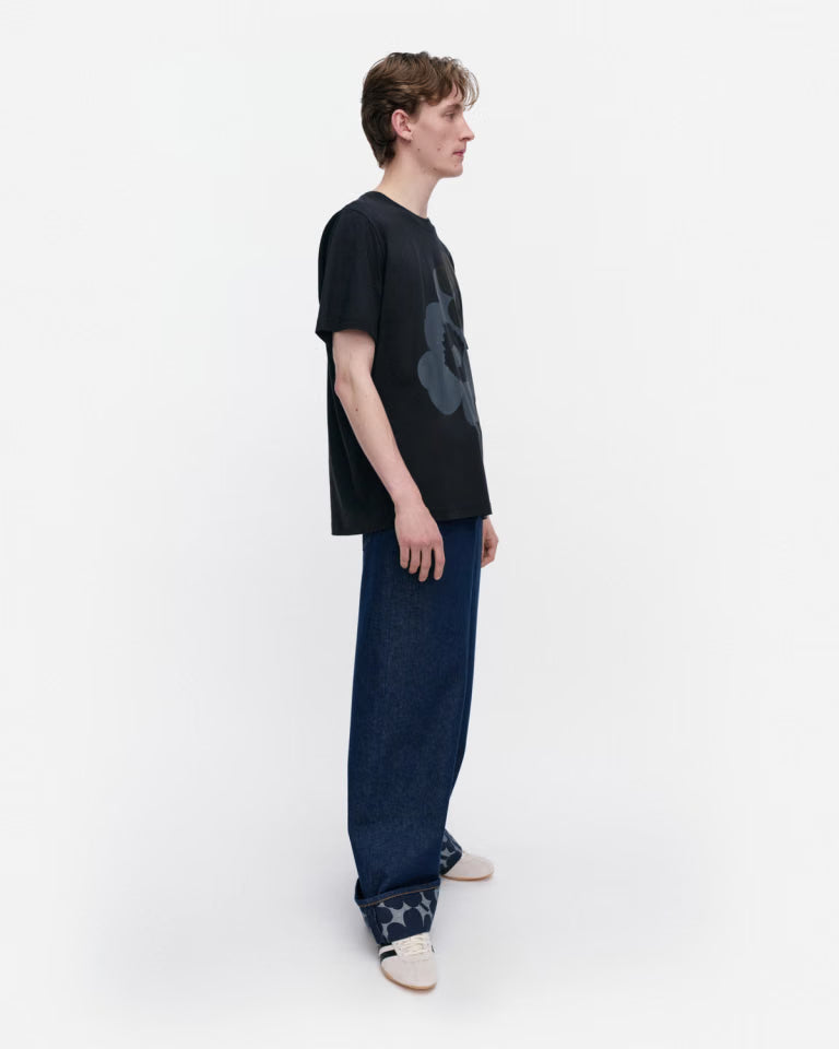 Marimekko unisex t-paita Embla Unikko Placement Kioski, musta kuosi
