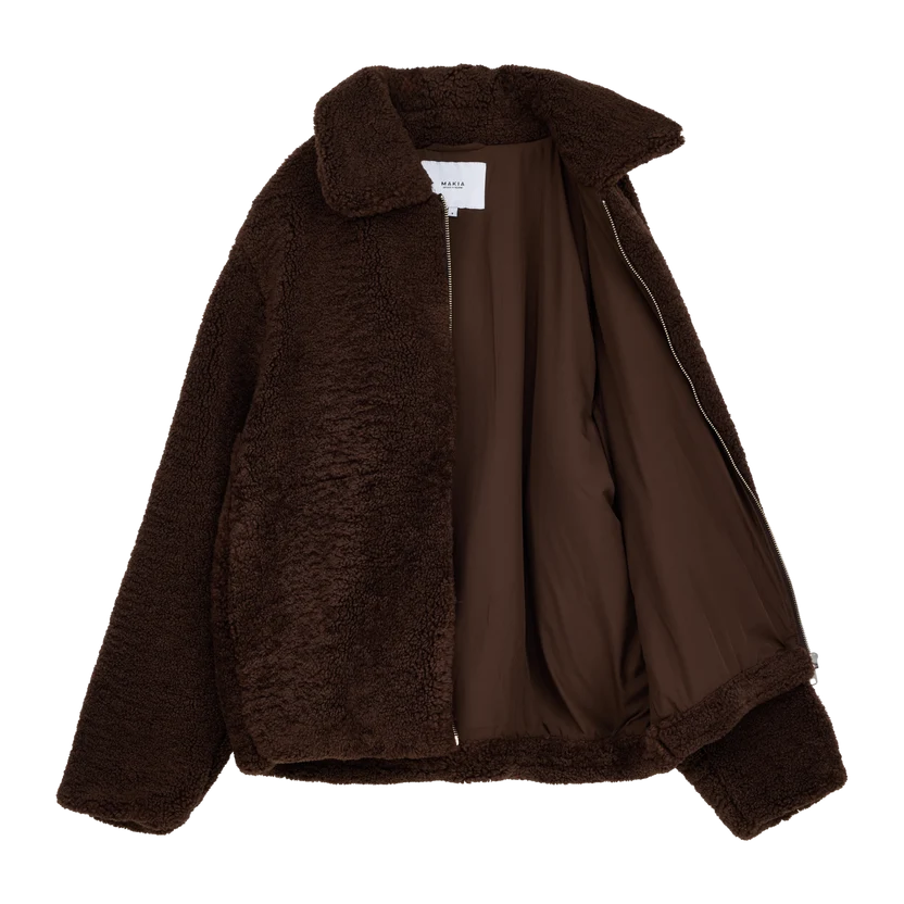 Makia naisten teddytakki Miisa Jacket, tummanruskea