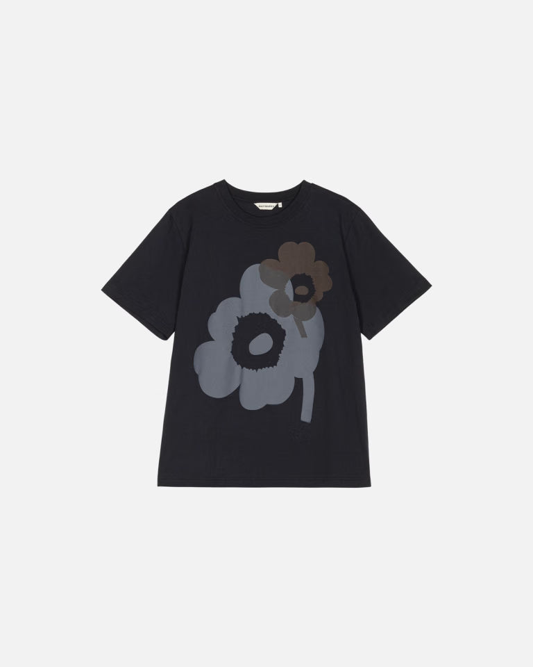 Marimekko unisex t-paita Embla Unikko Placement Kioski, musta kuosi
