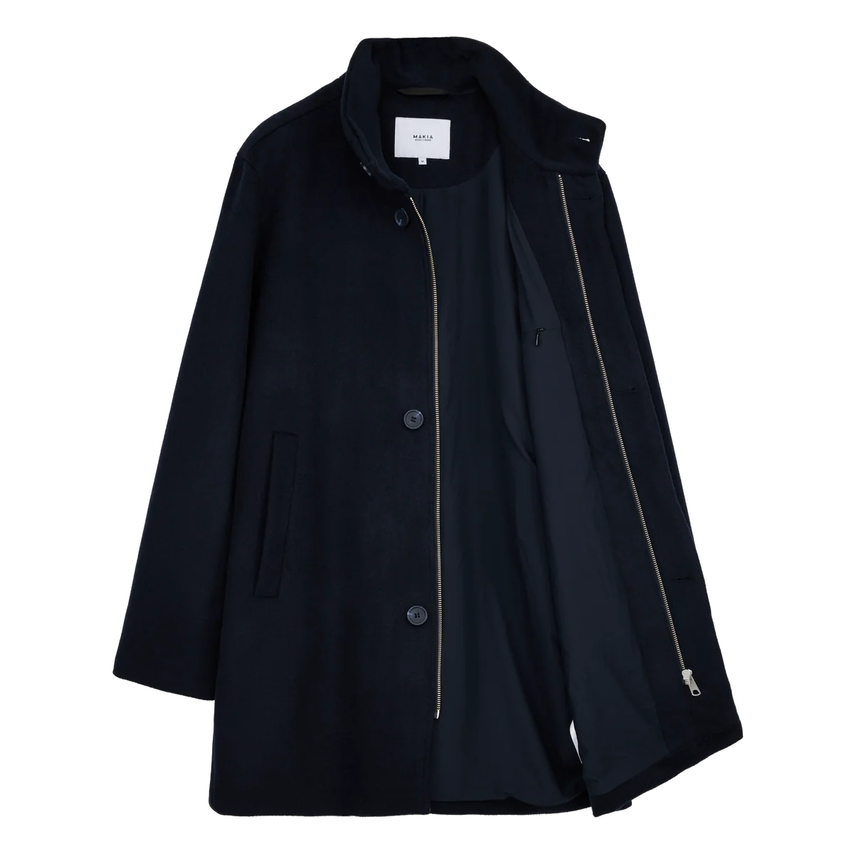 Makia miesten villakangastakki Granton Light Pea Coat, tummansininen