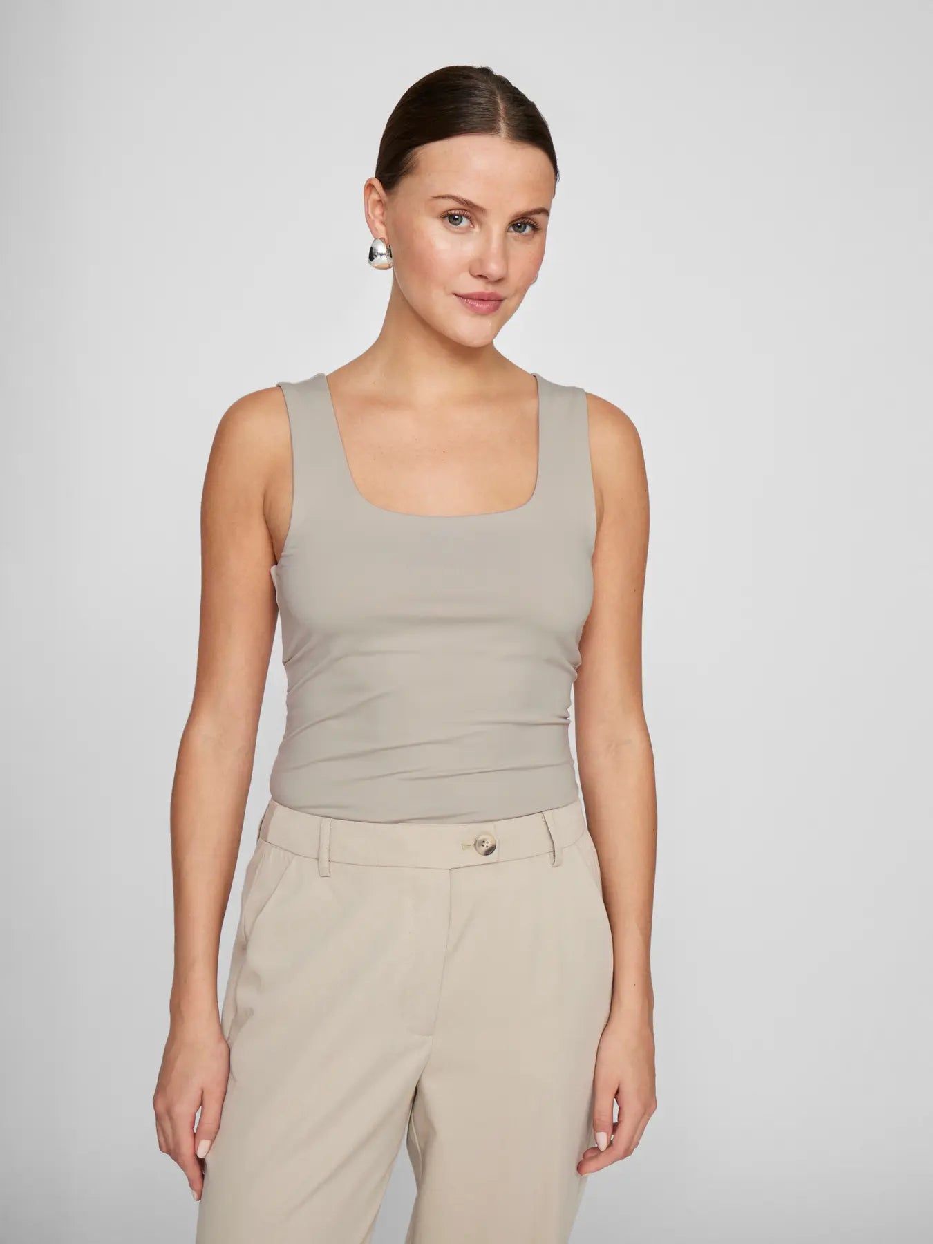 VIKENZA U-NECK S/L TANK TOP REV - NOOS Silver Gray