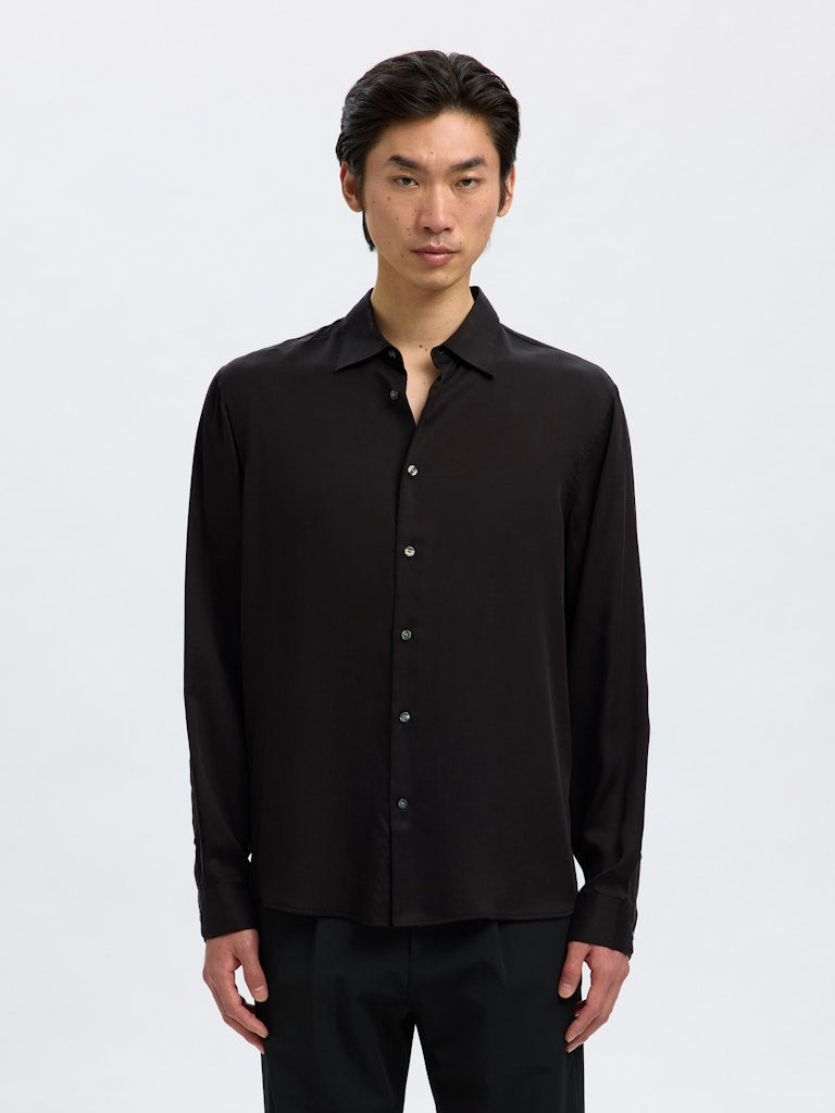 SLHRLXCHARLIE TENCEL SATIN LS SHIRT Black