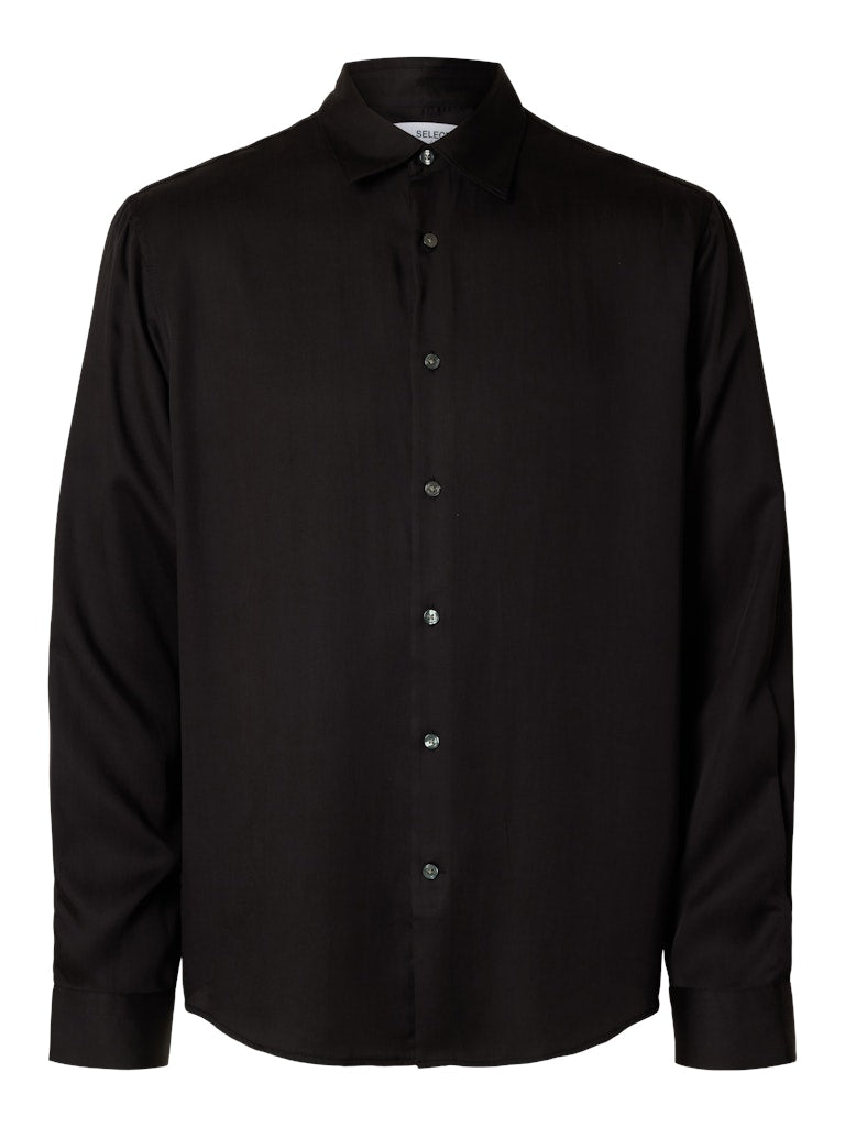 SLHRLXCHARLIE TENCEL SATIN LS SHIRT Black