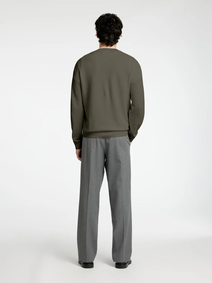 Selected miesten neule, MORA LS KNIT STRUCTURE CREW NECK Vihreä