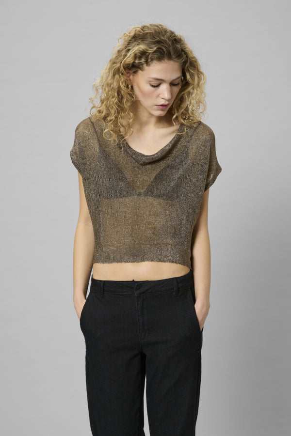 My Essential Wardrobe Olly Knit Waterfall Top, Kullankeltainen