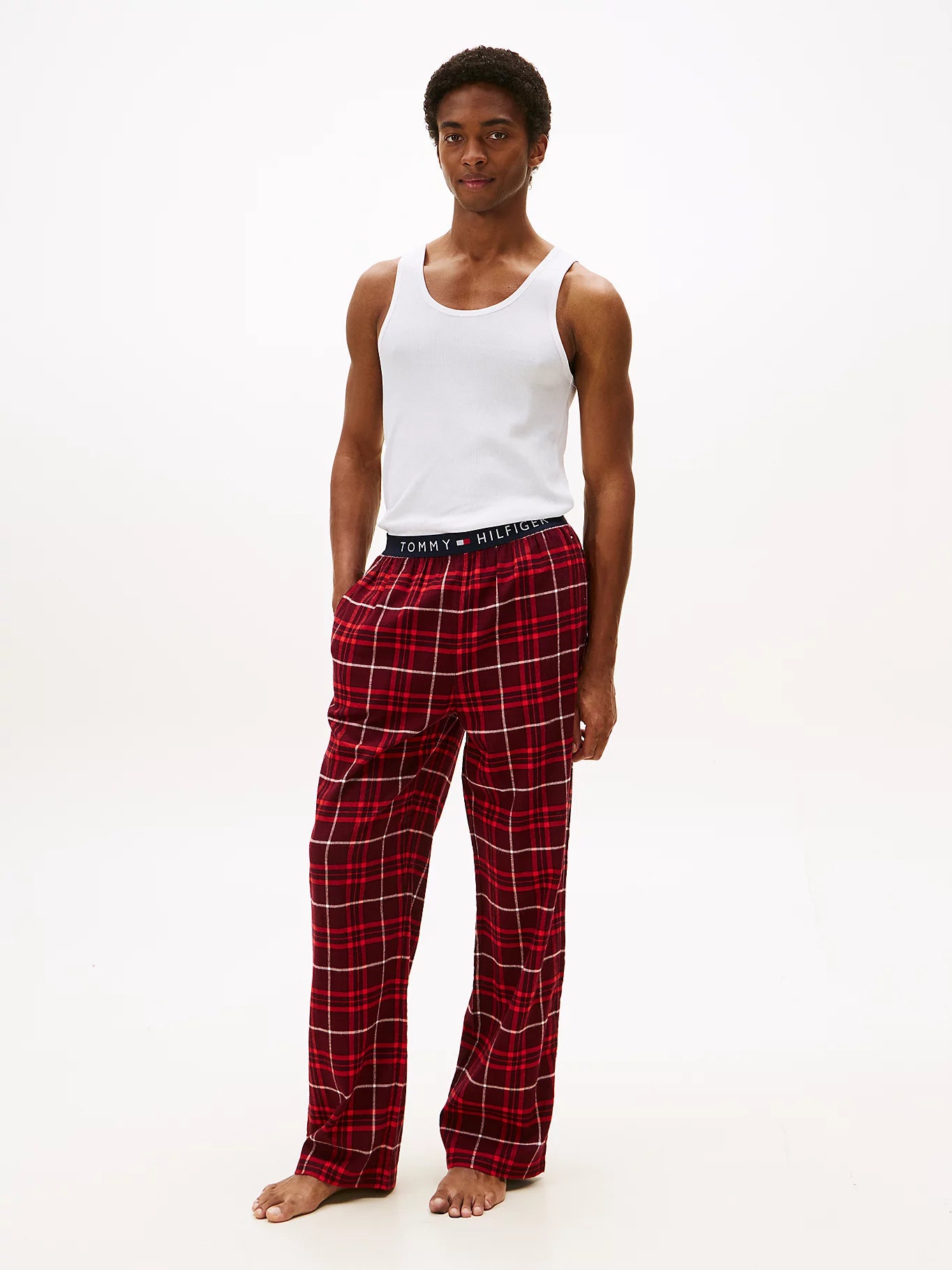 K FLANNEL PJ PANT WAISTBAND PUNAINEN RUUTU