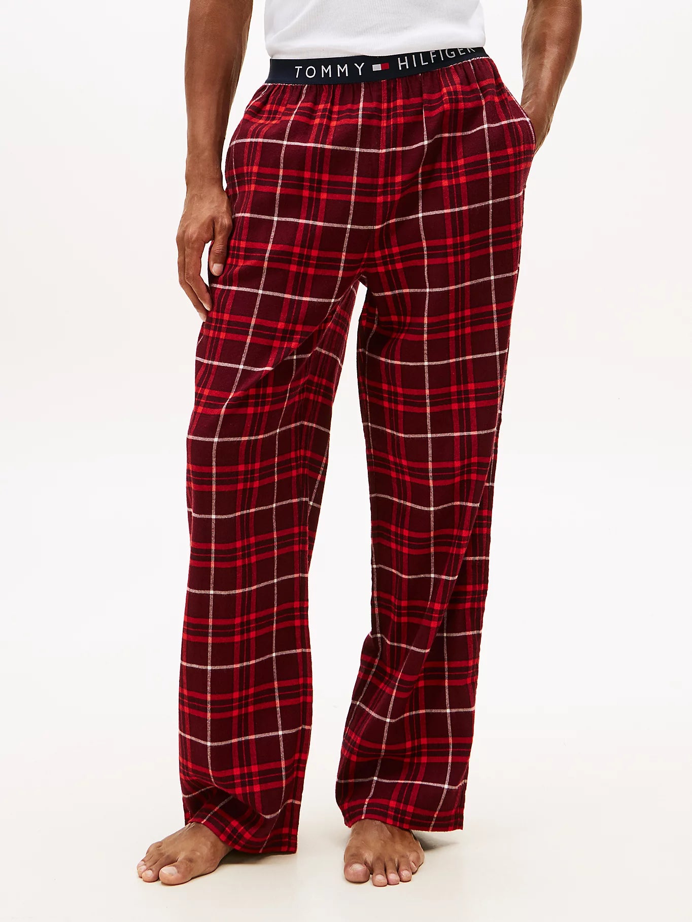 K FLANNEL PJ PANT WAISTBAND PUNAINEN RUUTU