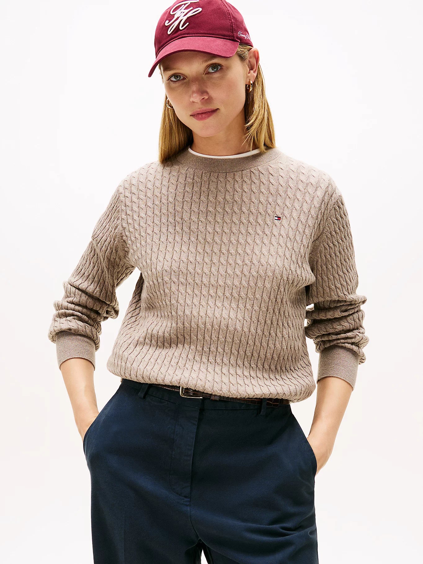 CO CABLE FINE GG C-NK LS SWEATER VAALEA BEIGE