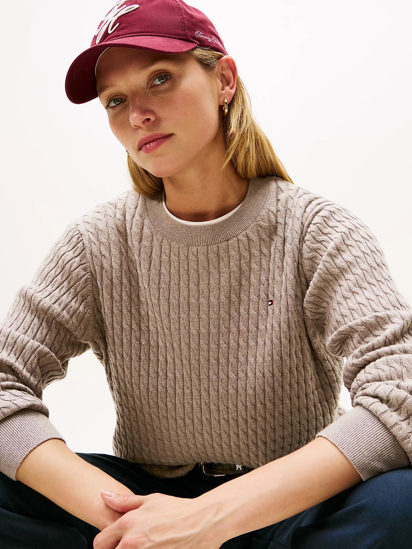 CO CABLE FINE GG C-NK LS SWEATER VAALEA BEIGE