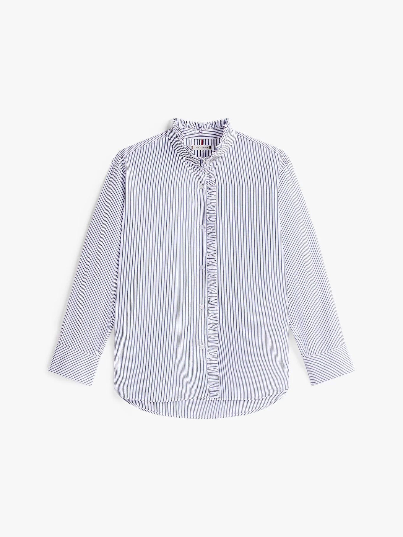 POPLIN RUFFLE SHIRT VAALEANSININEN