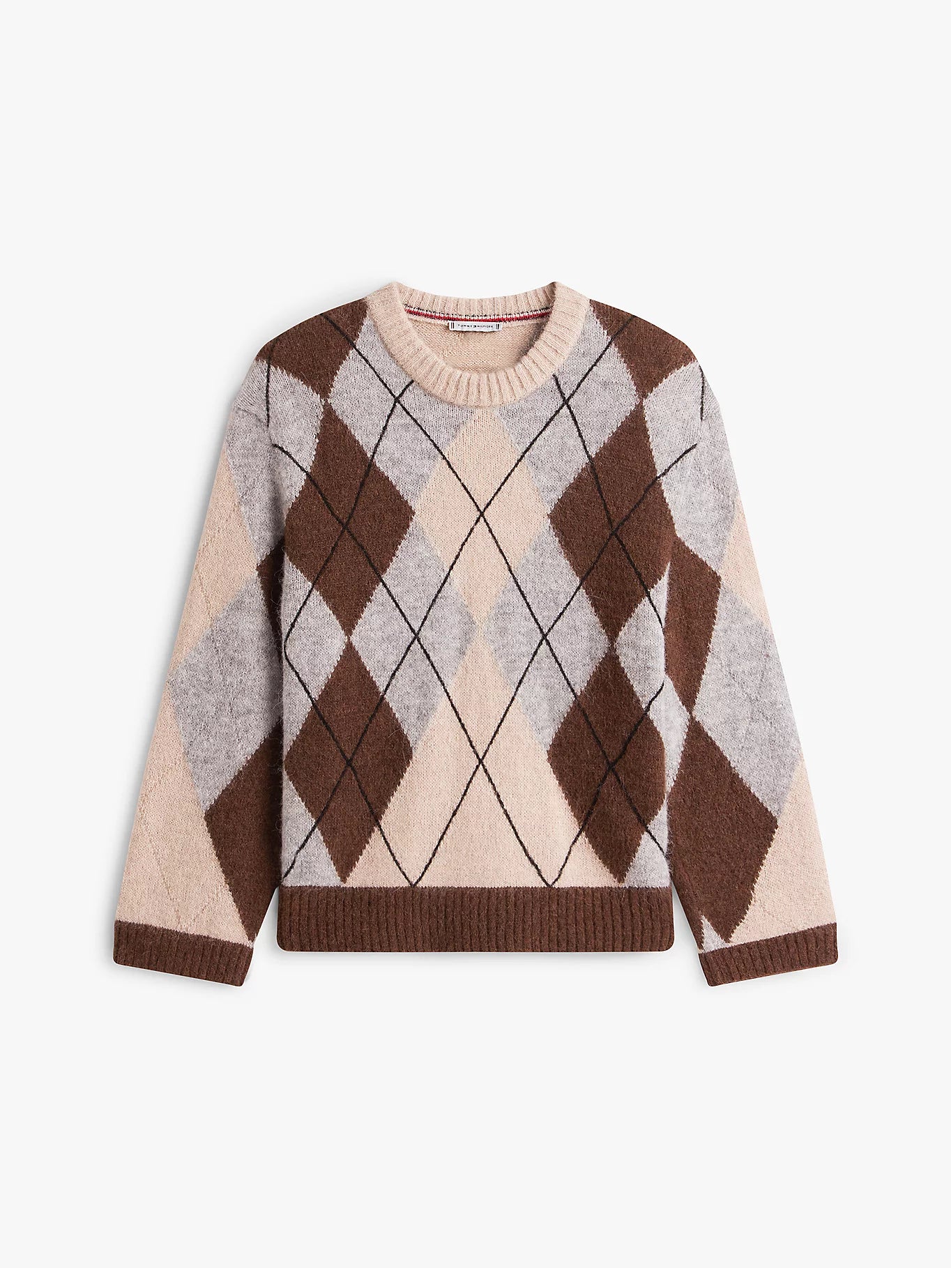 ALPACA BLEND ARGYLE C-NK LS SWEATER MONIVÄRINEN KUOSI