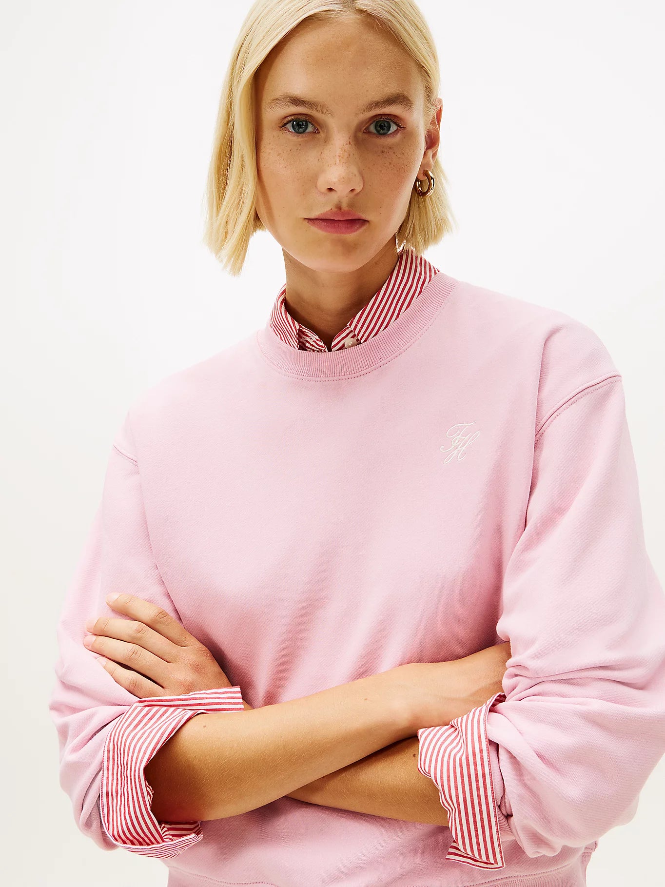 Tommy Hilfiger naisten collegepaidat TH Script Terry, vaaleanpunainen