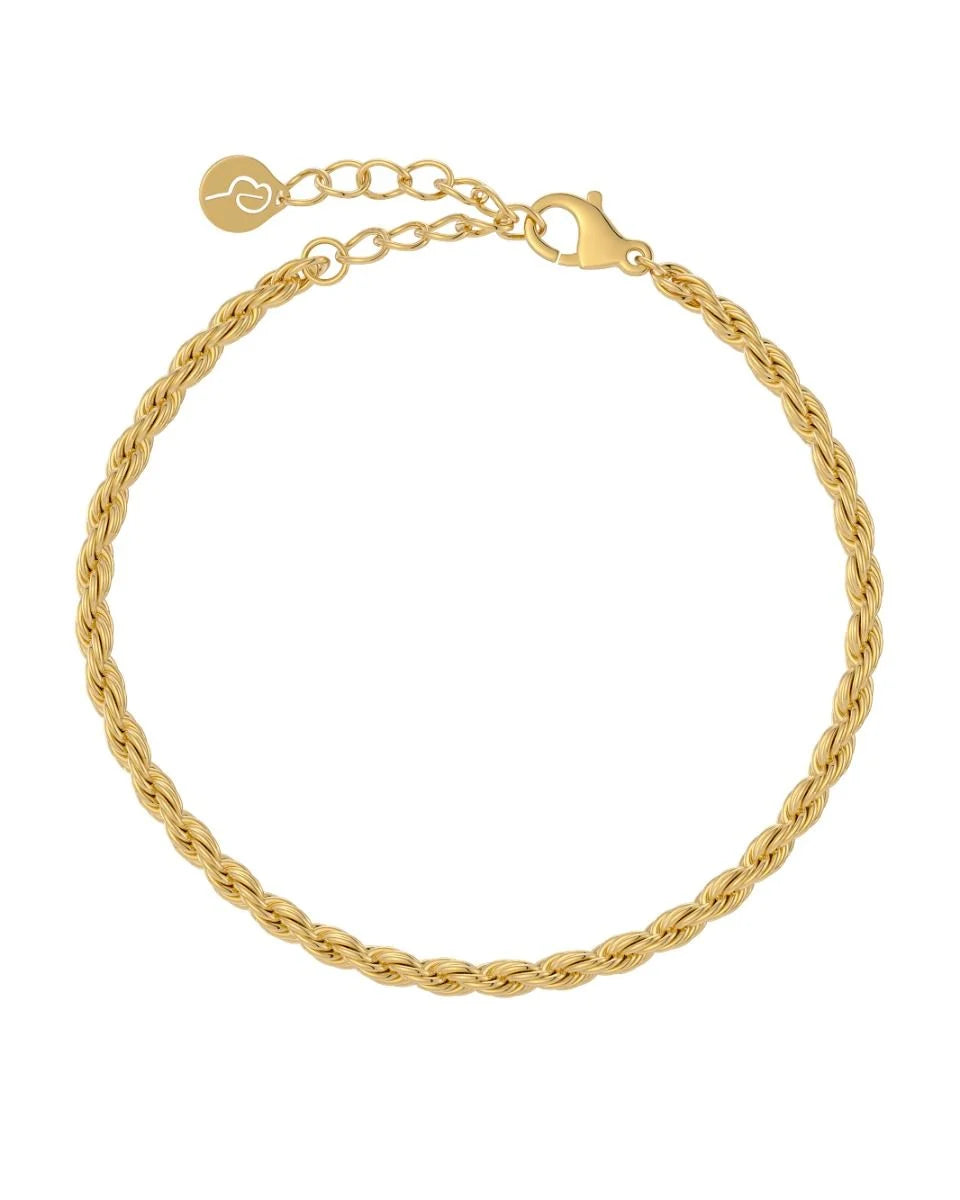 Edblad rannekoru Rope Chain Bracelet Gold, Gold pleated