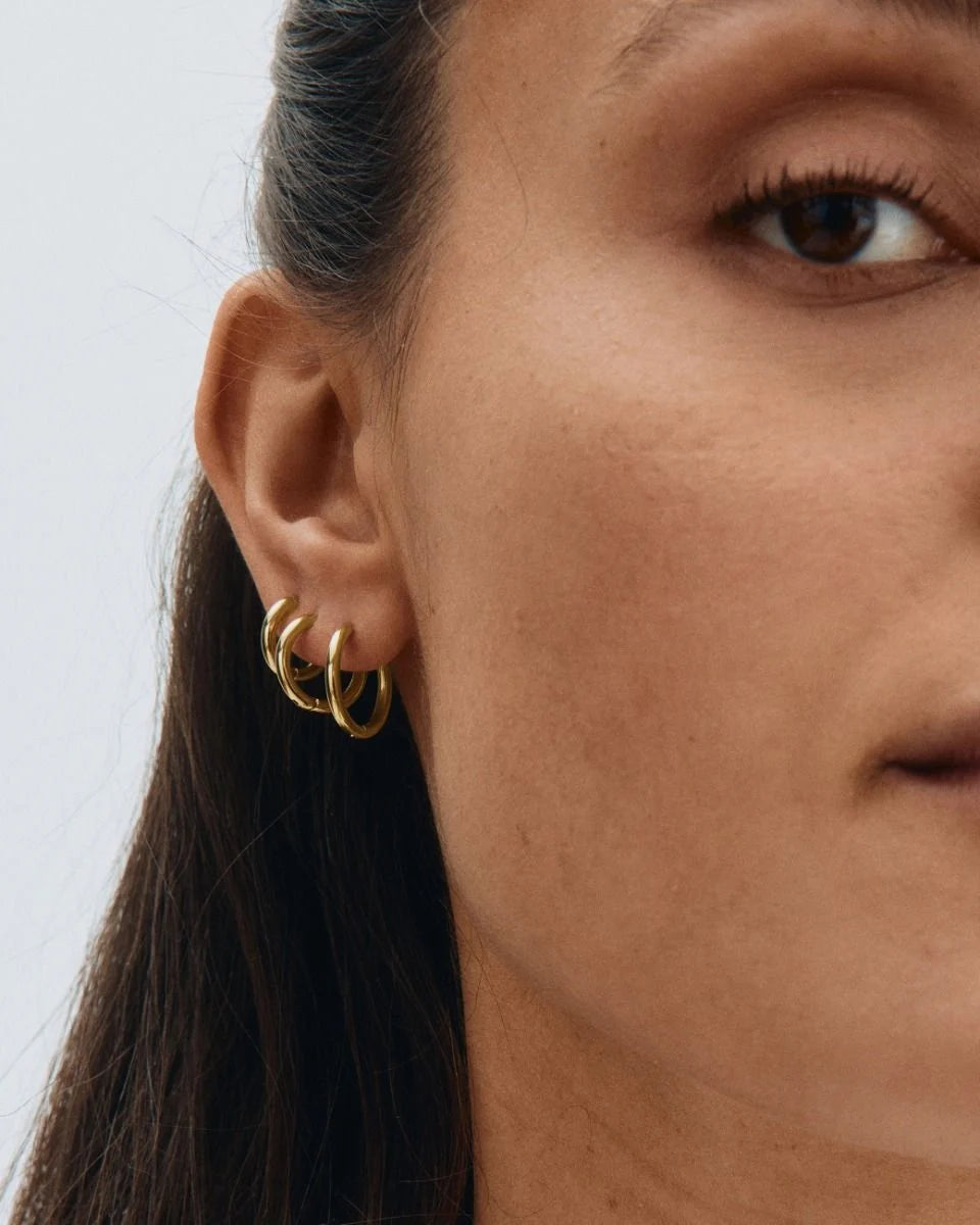 Edblad korvakorut Triple Pair Hoops, Gold pleated