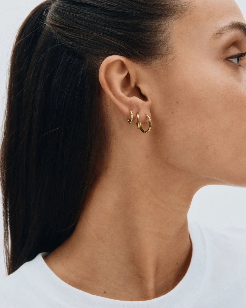 Edblad korvakorut Triple Pair Hoops, Gold pleated