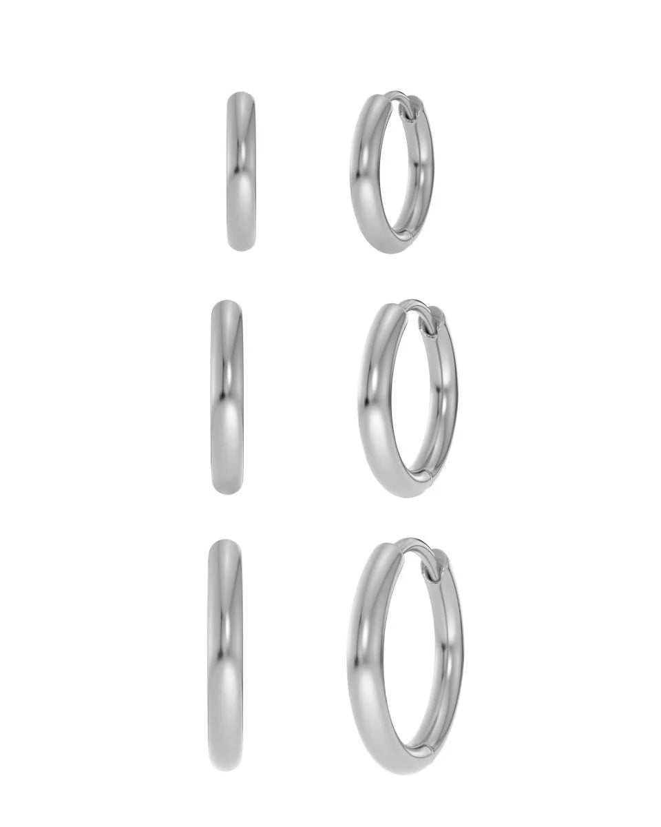 Edblad korvakorut Triple Pair Hoops Steel, Stainless steel