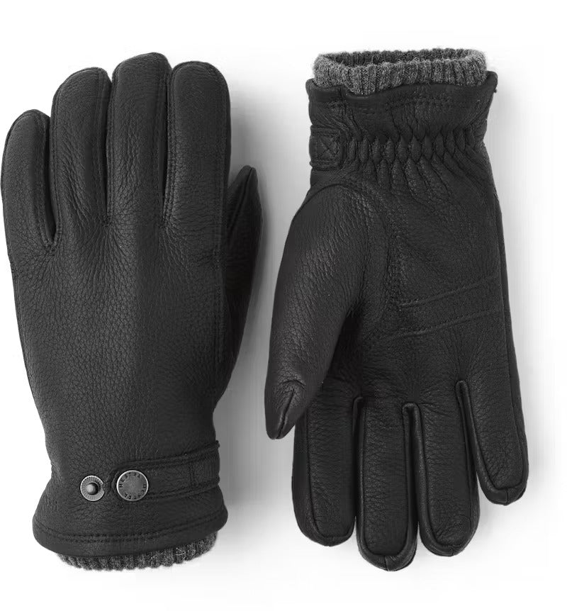UTSJÖ FLEECE LINER BUCKLE ELKSKIN GLOVE MUSTA